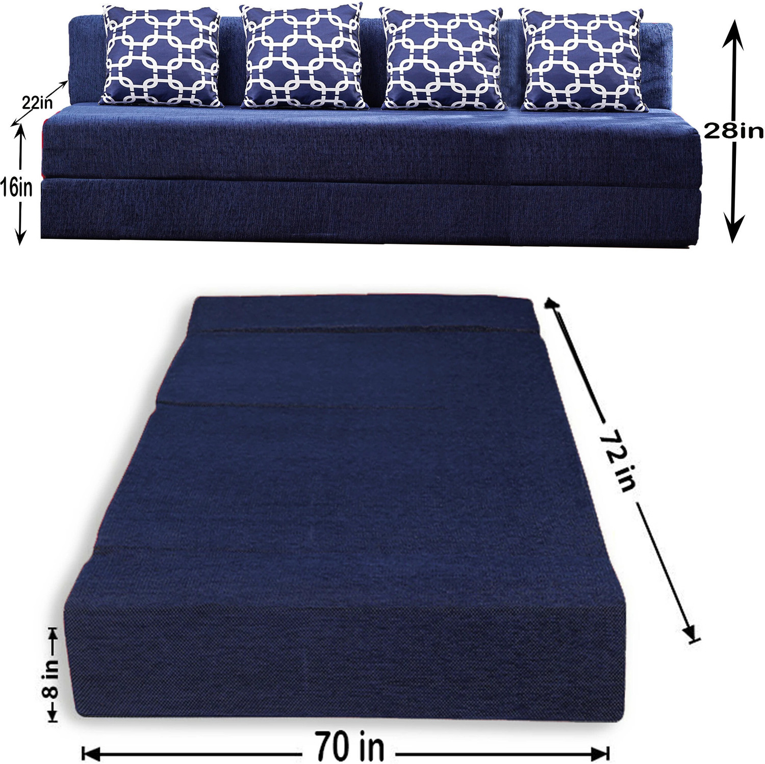 Image of Friends super Life 4 seater Sofa cum bed 4 Seater Double Foam Fold Out Sofa Cum Bed