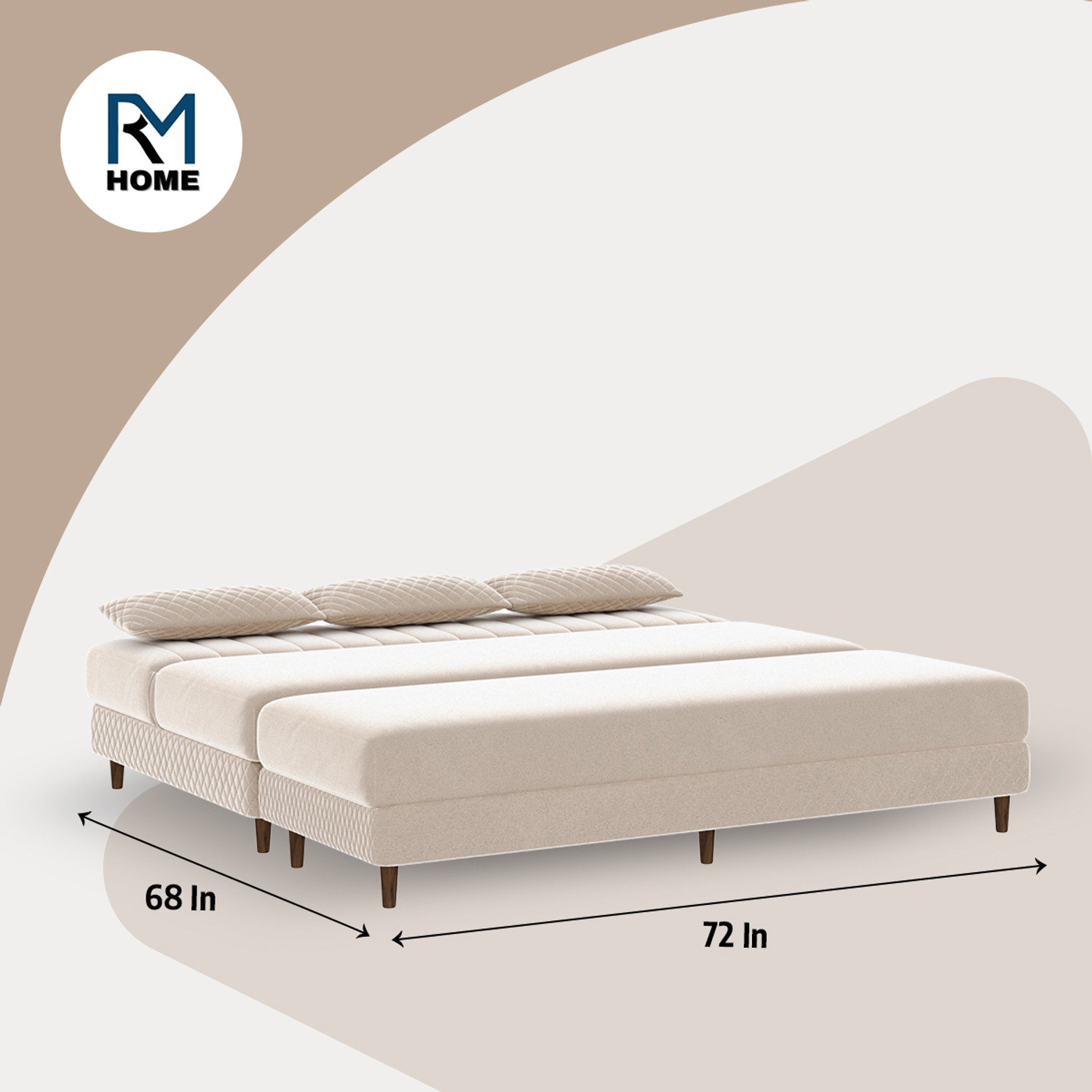 Image of Rm Home Oliver 3 Seater Single Solid Wood Fold Out Sofa Cum Bed