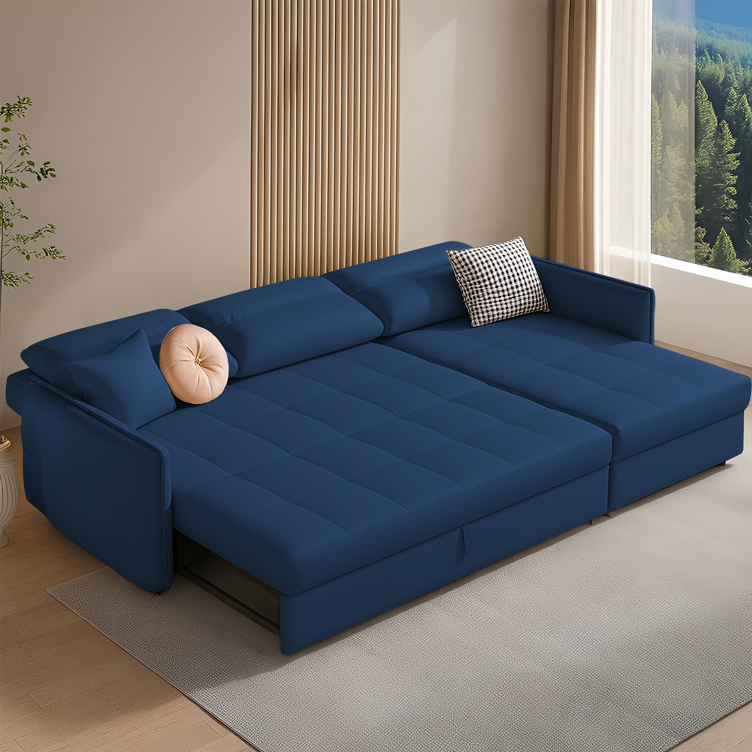 Image of Casaliving Floster 4 Seater Double Foam Pull Out Sofa Cum Bed