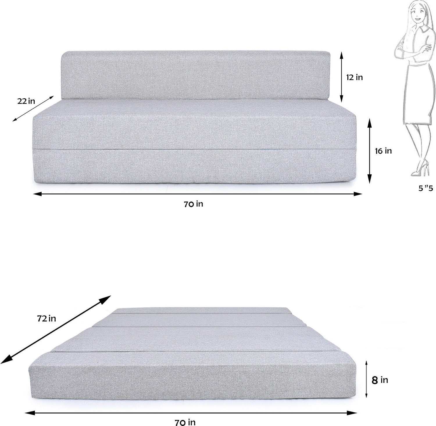 Image of Friends super Life Fashion Life-6X6 Comfort for All with 3 3 Seater Double Foam Fold Out Sofa Cum Bed