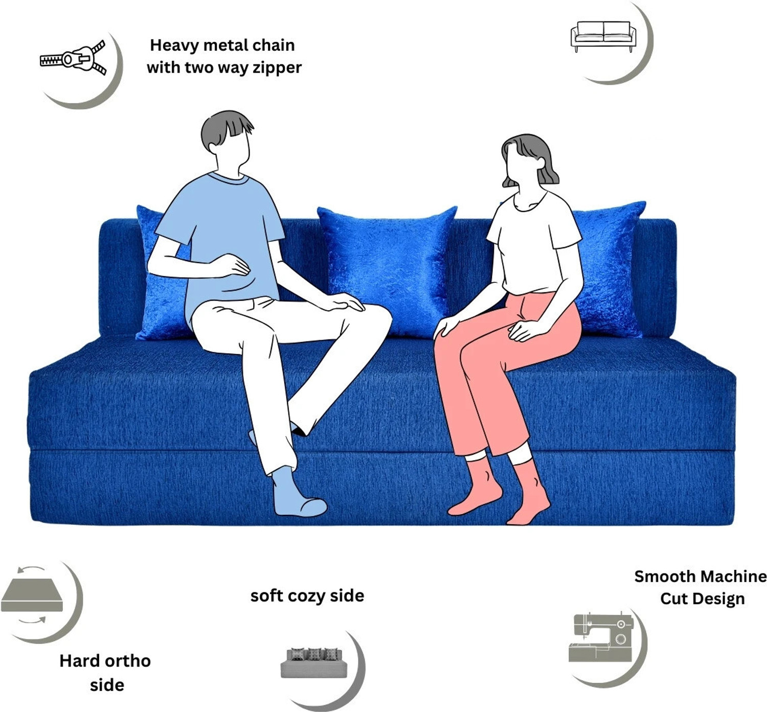 Image of Friends super Life 4 seater Sofa cum bed 4 Seater Double Foam Fold Out Sofa Cum Bed