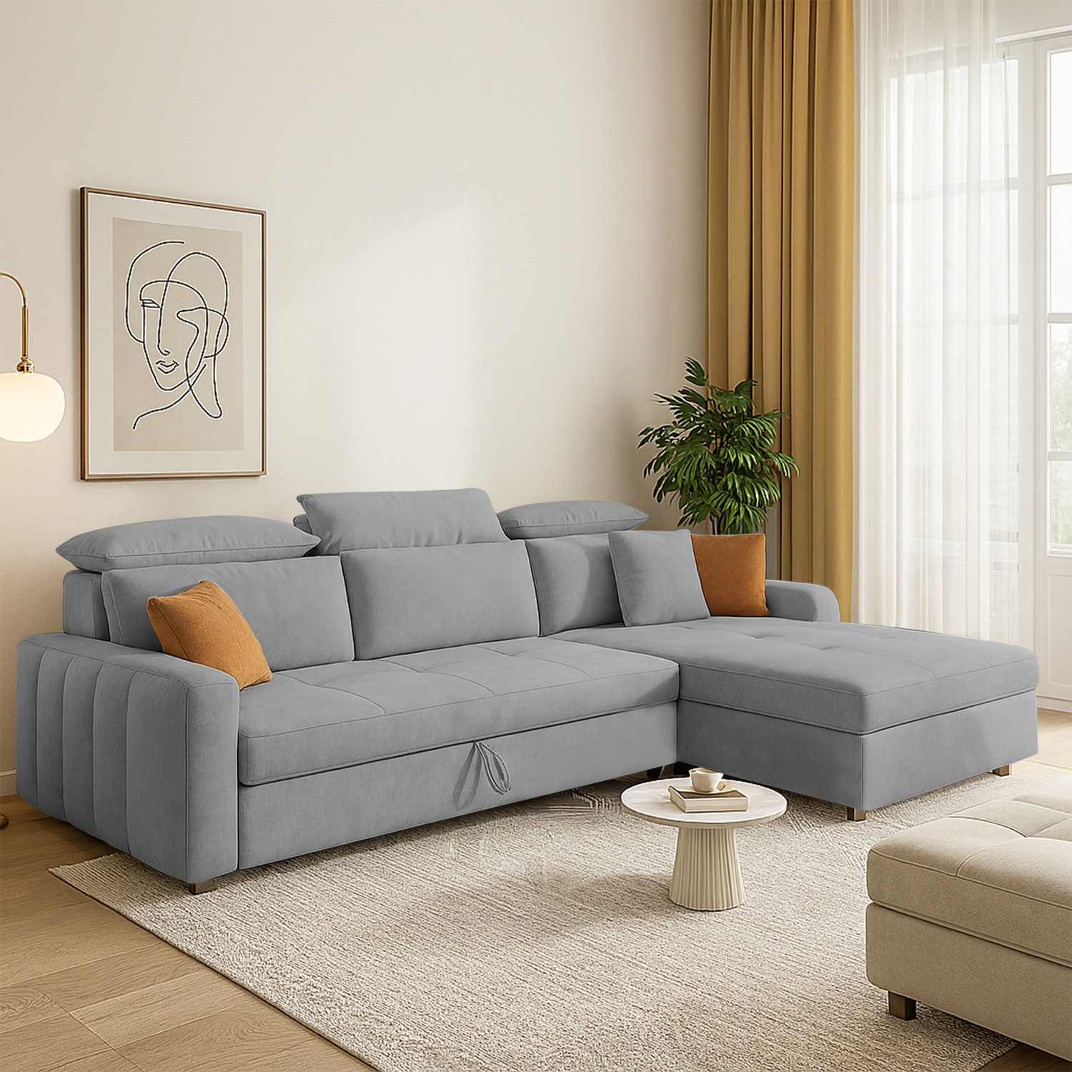 Image of Casaliving Gagnon 4 Seater Single Foam Pull Out Sofa Cum Bed