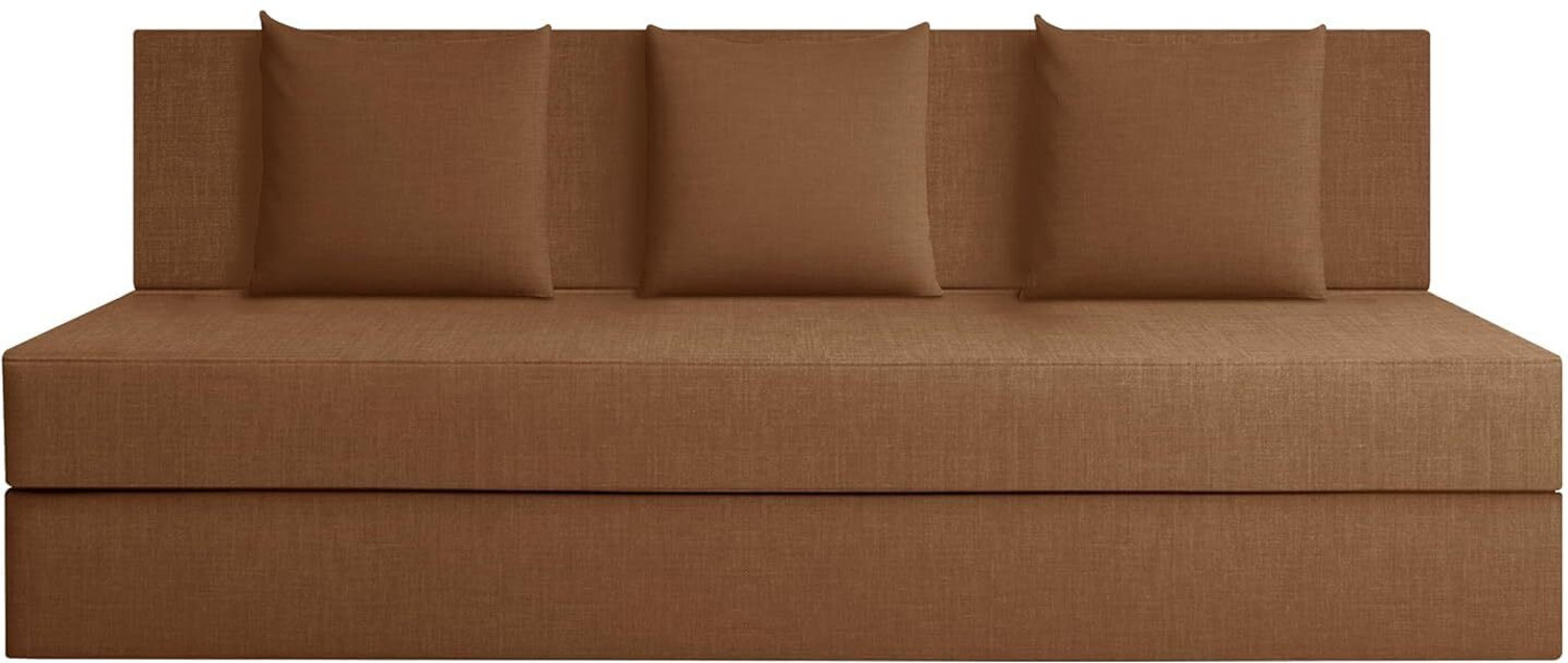Image of WAKESURE GO Premium Quality Jute Fabric Lightweight Easy 3 Seater Double Foam Fold Out Sofa Cum Bed