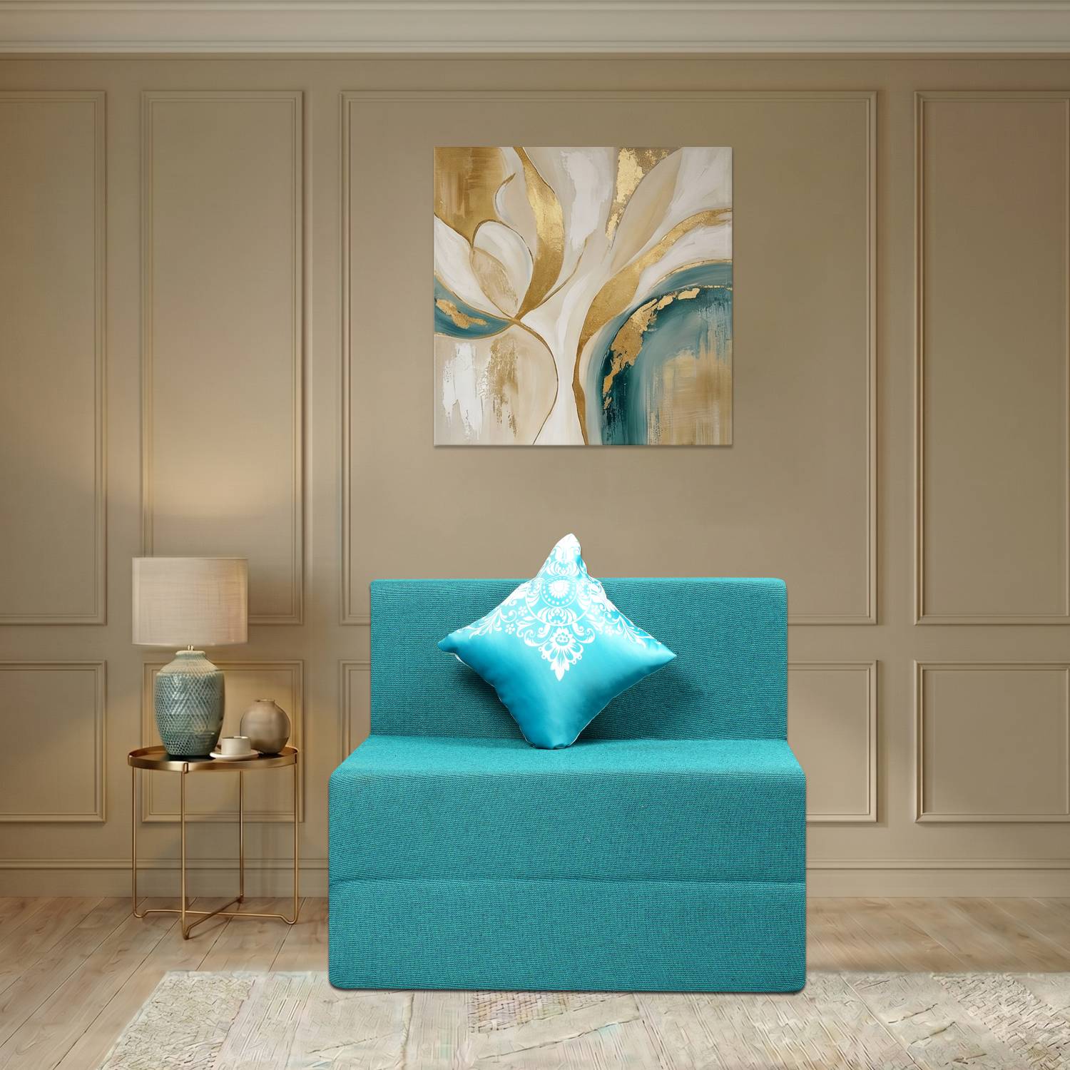 Comfort Mantra 6*3 Jute Fabric Sofa Cum Bed - Image 1