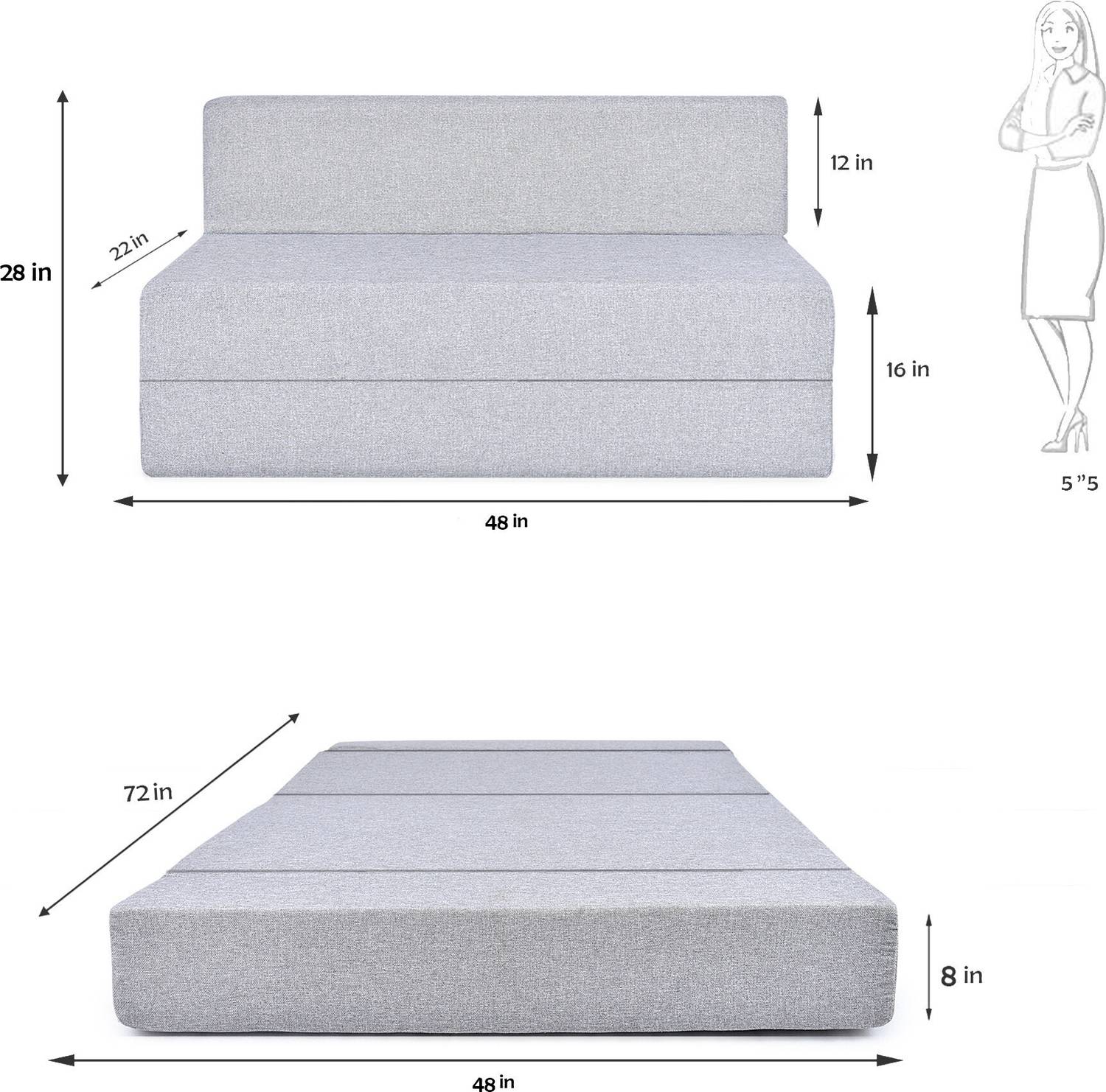Friends 2 Seater Double Foam Fold Out Sofa Cum Bed - Image 5