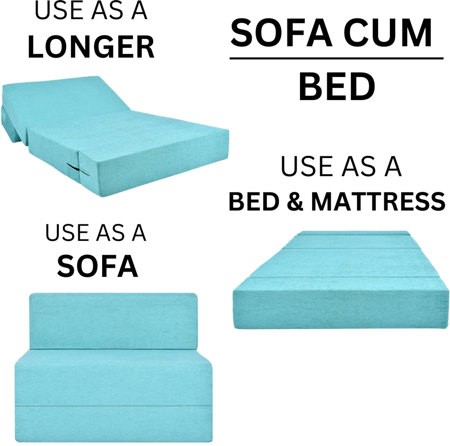 Image of Friends Fit Life 3X6 Comfort for All Sofa Cum Bed for 1 Person with 1 Multi Flower Cushions 1 Seater Single Foam Fold Out Sofa Cum Bed