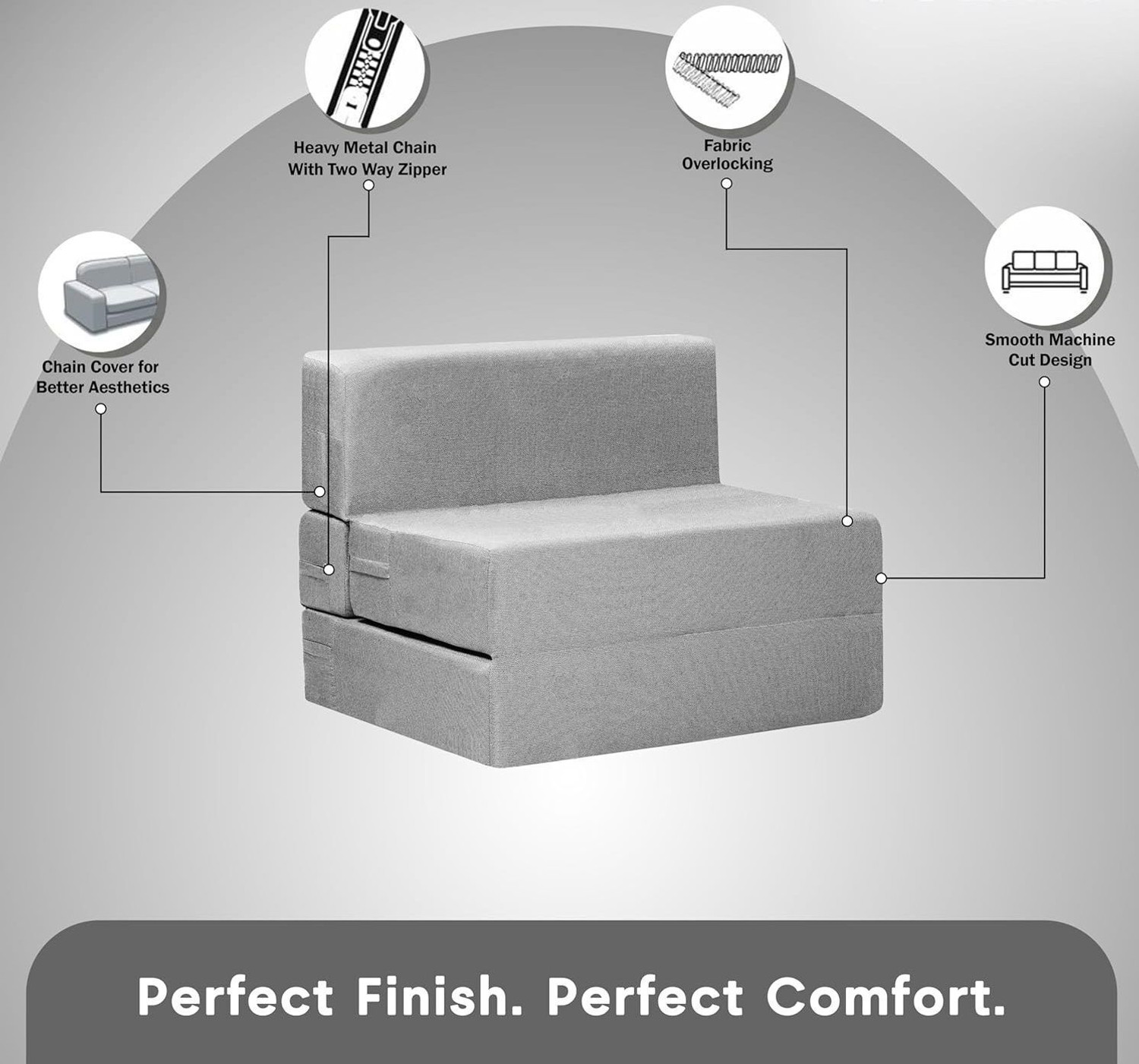 Image of Expecting Smile For 3 Person 1 Seater Single Foam Fold Out Sofa Cum Bed
