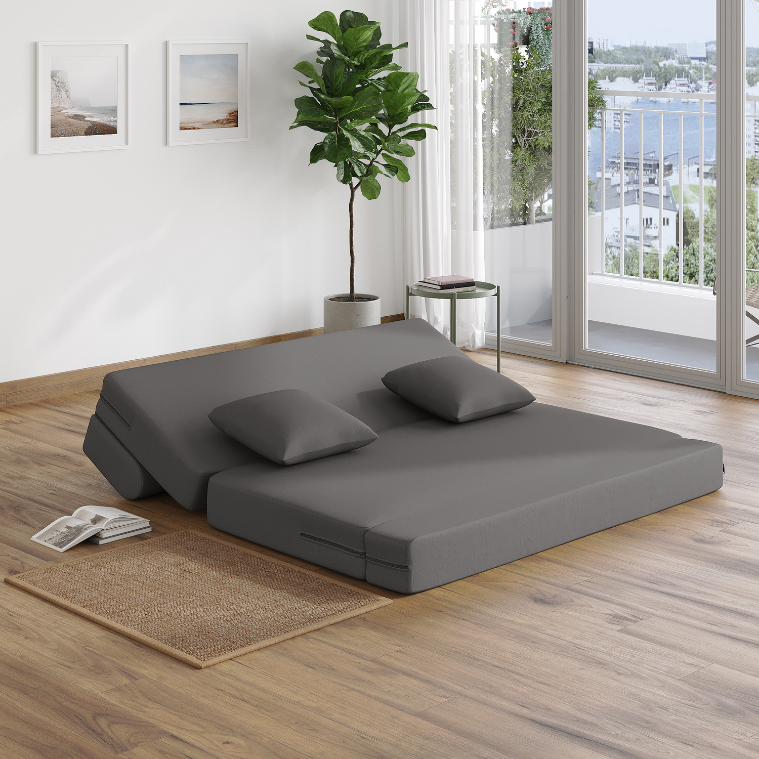 Image of Wakefit Flipper (6.5 Thickness) 3 Seater Double Foam Fold Out Sofa Cum Bed