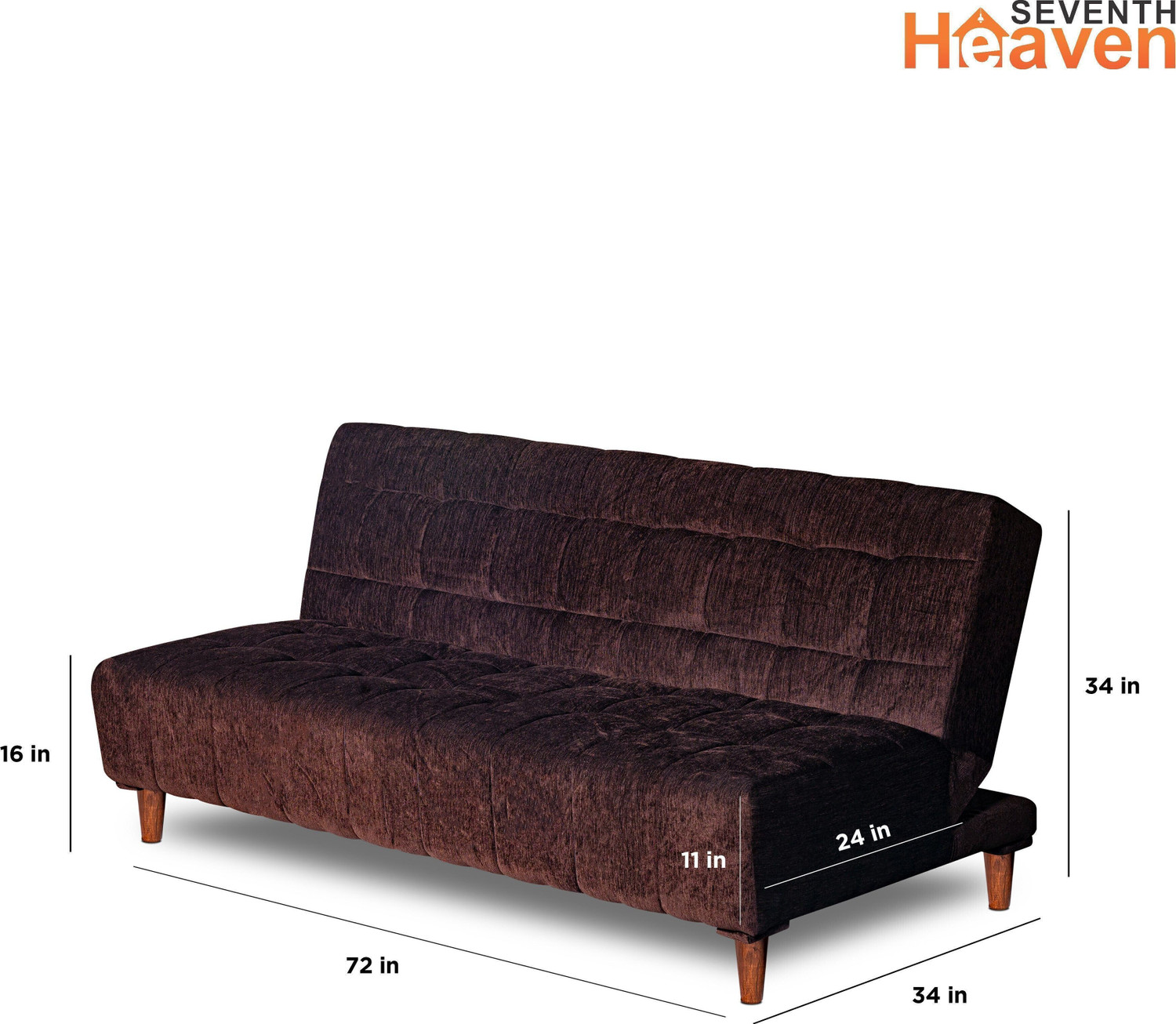 Image of Seventh Heaven Florida, Chenille Molfino Fabric 72x44x16 3 Seater Double Solid Wood Pull Out Sofa Cum Bed