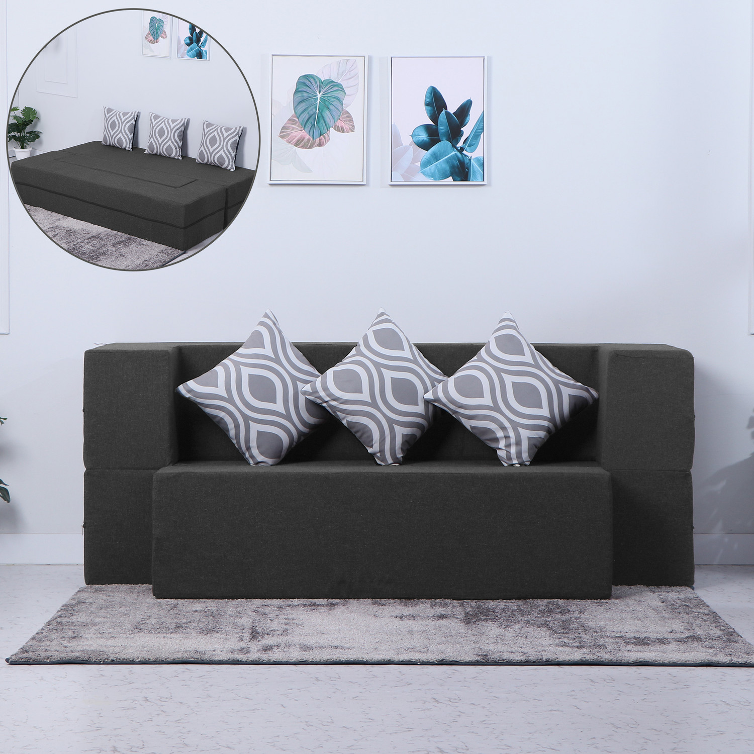 Image of Flipkart Perfect Homes Cambridge 72 inchx20 inchx33 inch 3 Seater Double Foam Fold Out Sofa Cum Bed