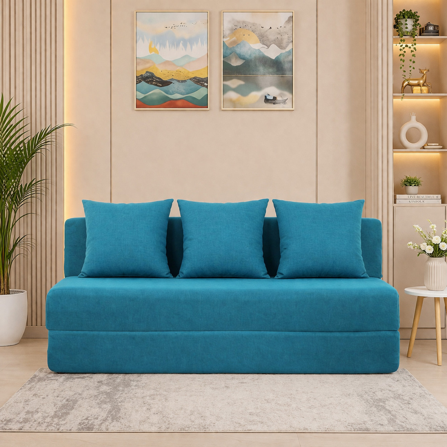 Image of Flipkart Perfect Homes Sreeni 3 Seater Comfort sofa cum bed 3 Seater Double Foam Fold Out Sofa Cum Bed