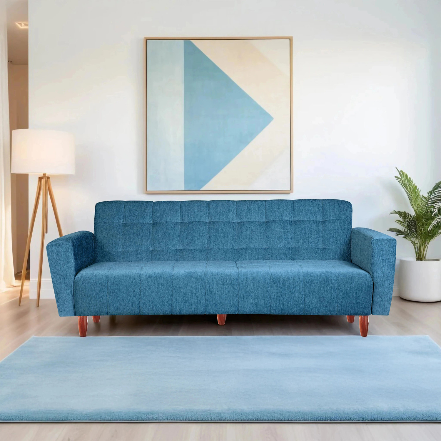 Image of Seventh Heaven Lisbon 4 Seater Wooden Sofa cum Bed, Chenille Molfino Fabric 78x44x16 4 Seater Single Solid Wood Pull Out Sofa Cum Bed