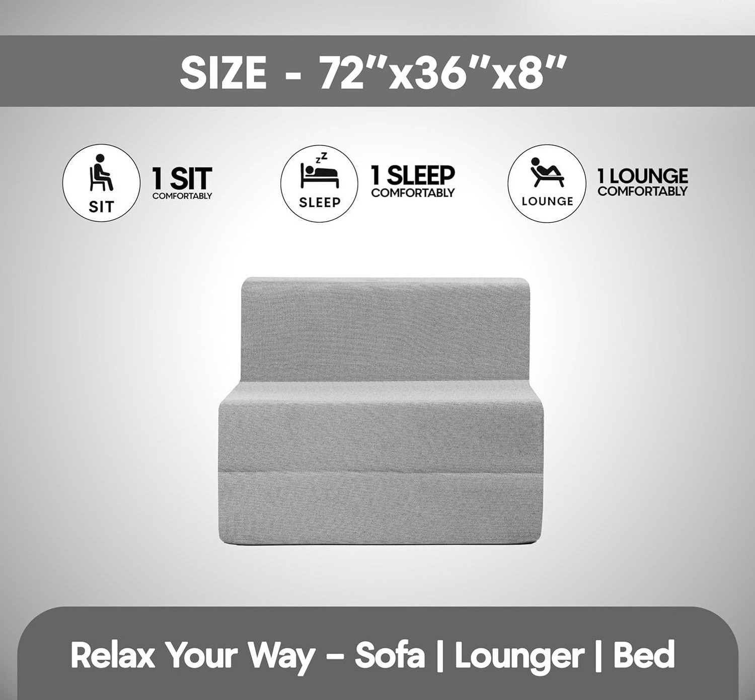 Image of Expecting Smile For 3 Person 1 Seater Single Foam Fold Out Sofa Cum Bed