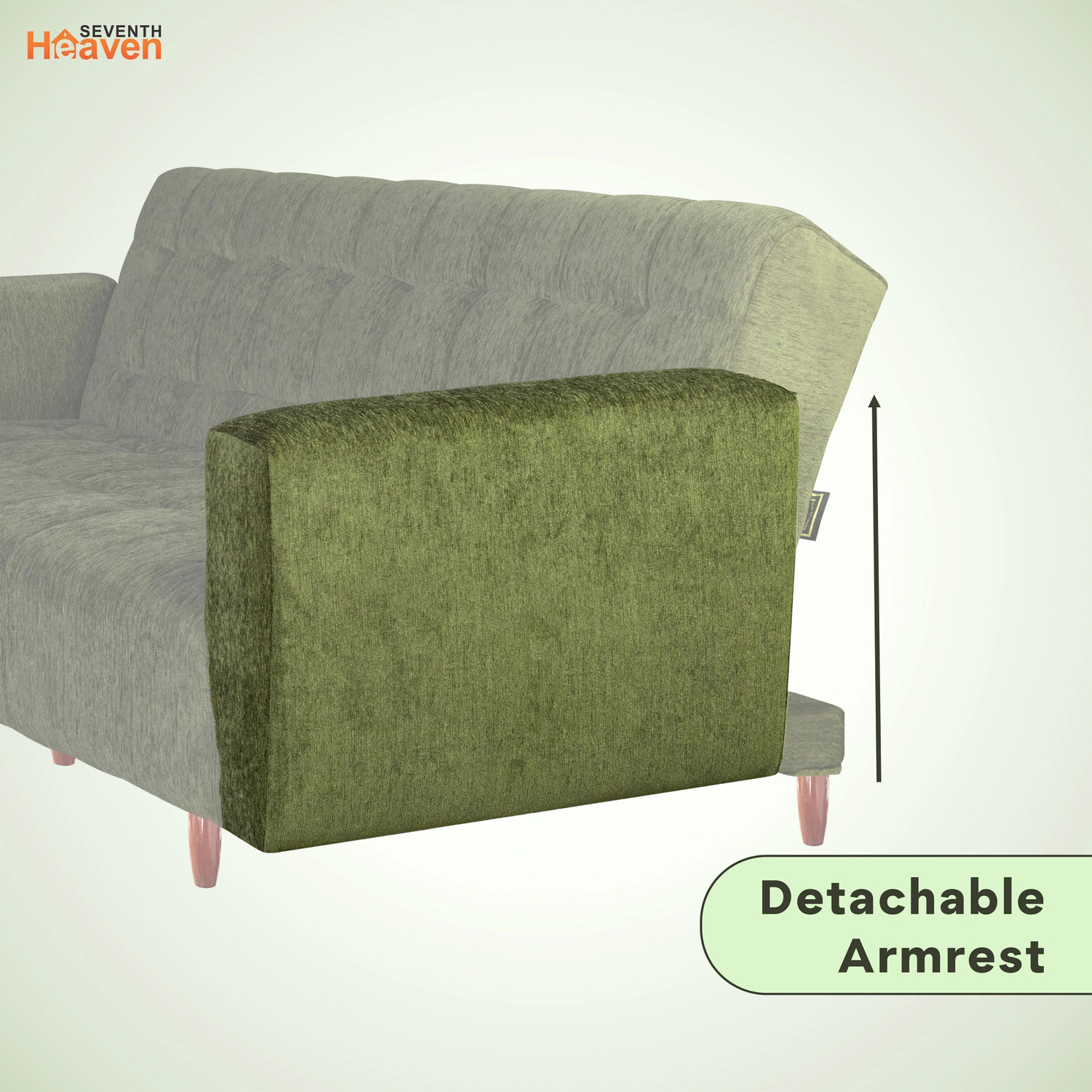Image of Seventh Heaven Lisbon 4 Seater Wooden Sofa cum Bed, Chenille Molfino Fabric 78x44x16 4 Seater Single Solid Wood Pull Out Sofa Cum Bed
