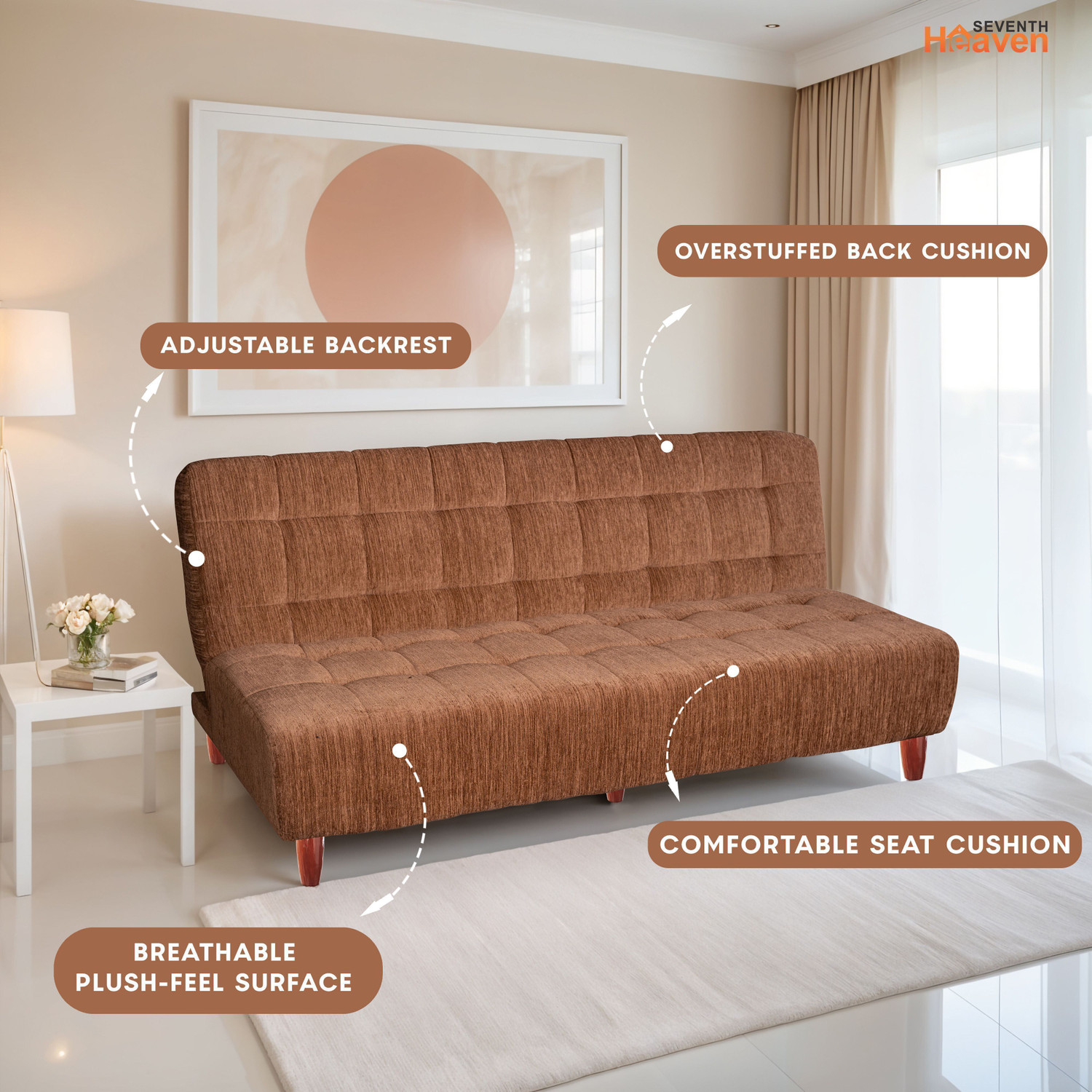 Image of Seventh Heaven 4 Seater Single Solid Wood Pull Out Sofa Cum Bed