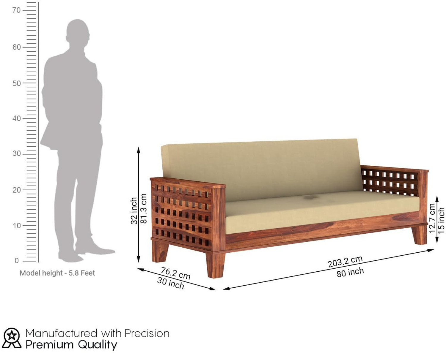 Image of SIDDH 3 Seater Single Solid Wood Fold Out Sofa Cum Bed