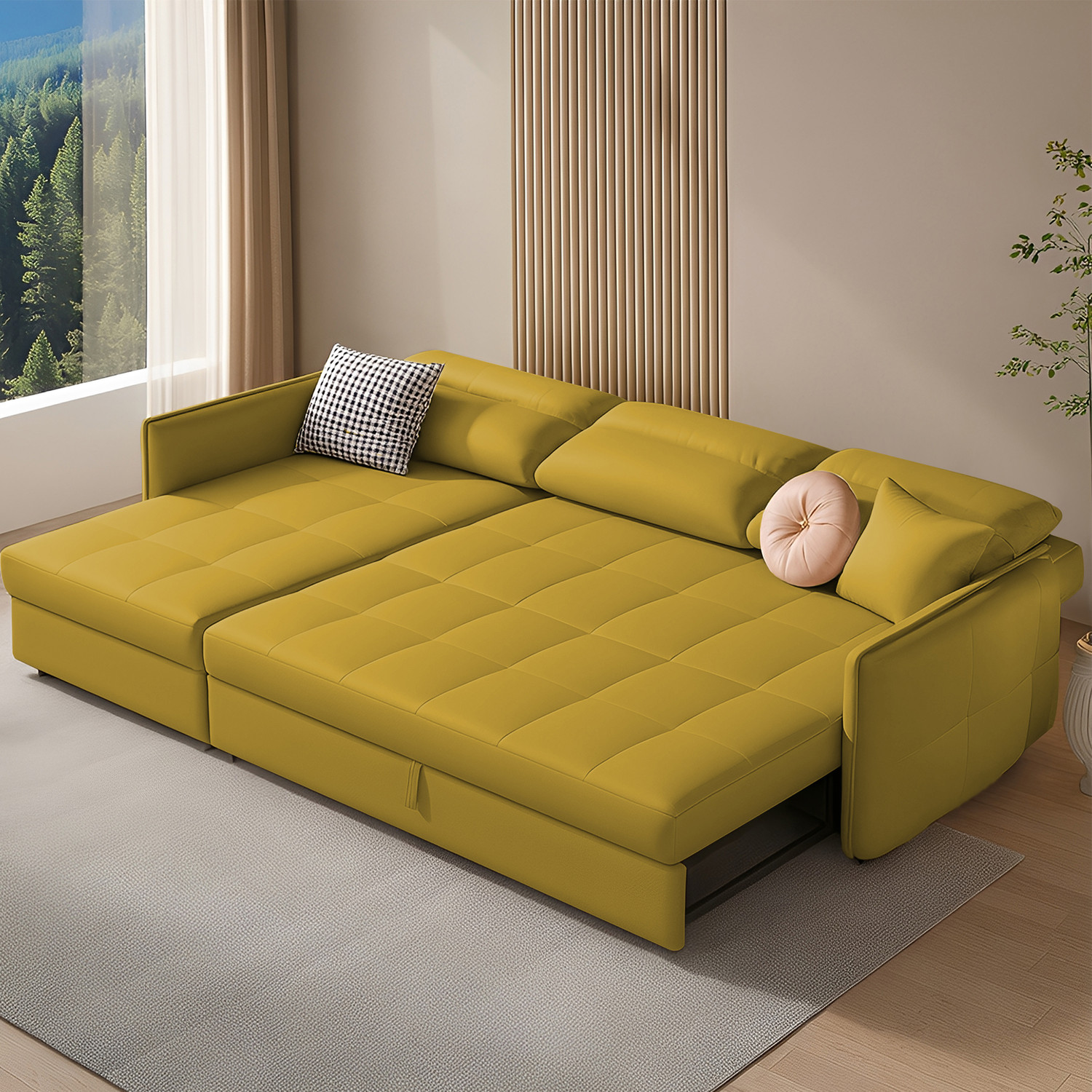 Image of Casaliving Floster LHS 4 Seater Double Foam Pull Out Sofa Cum Bed