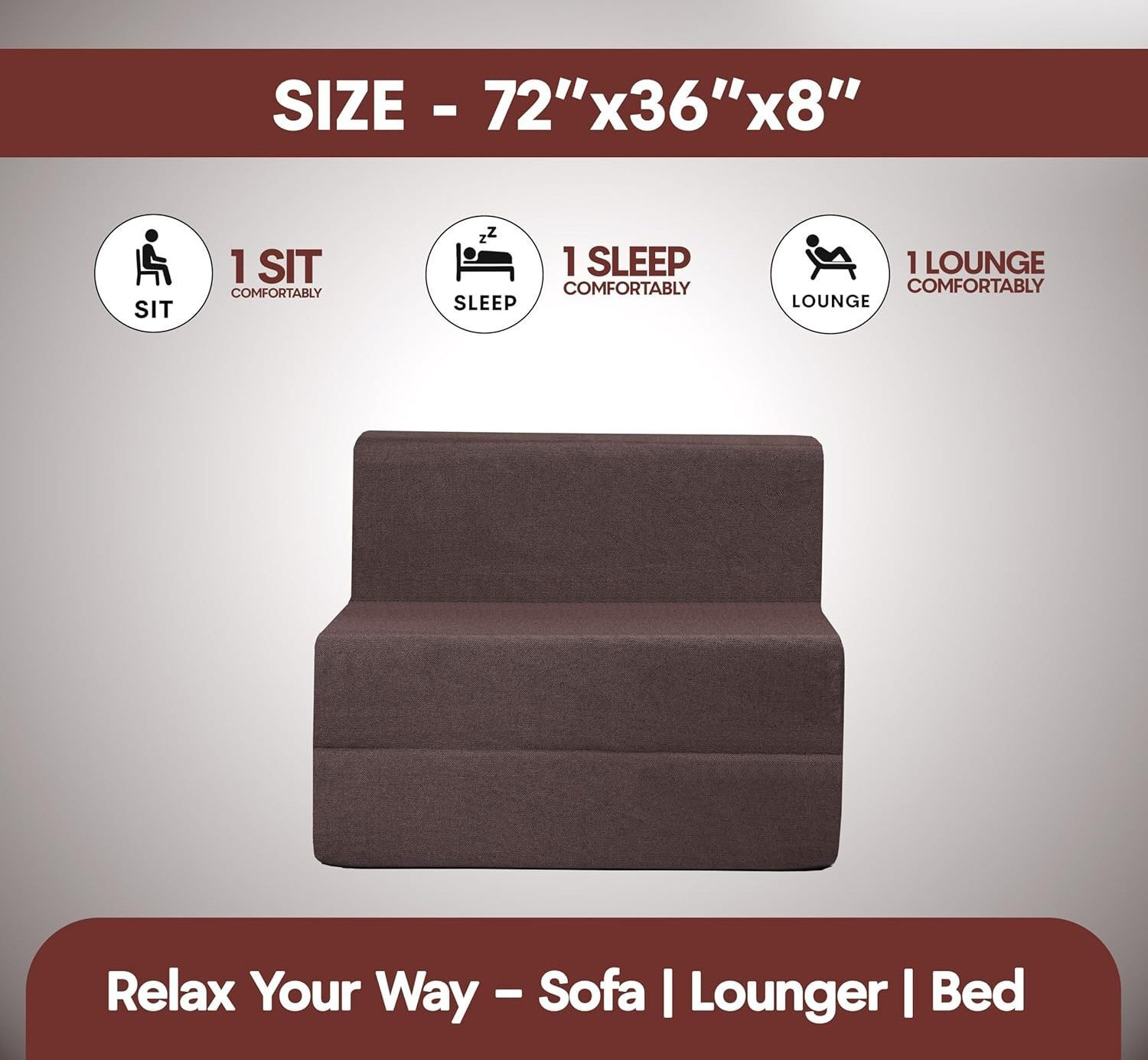 Image of Dream Nest For 1 Person 1 Seater Single Foam Fold Out Sofa Cum Bed