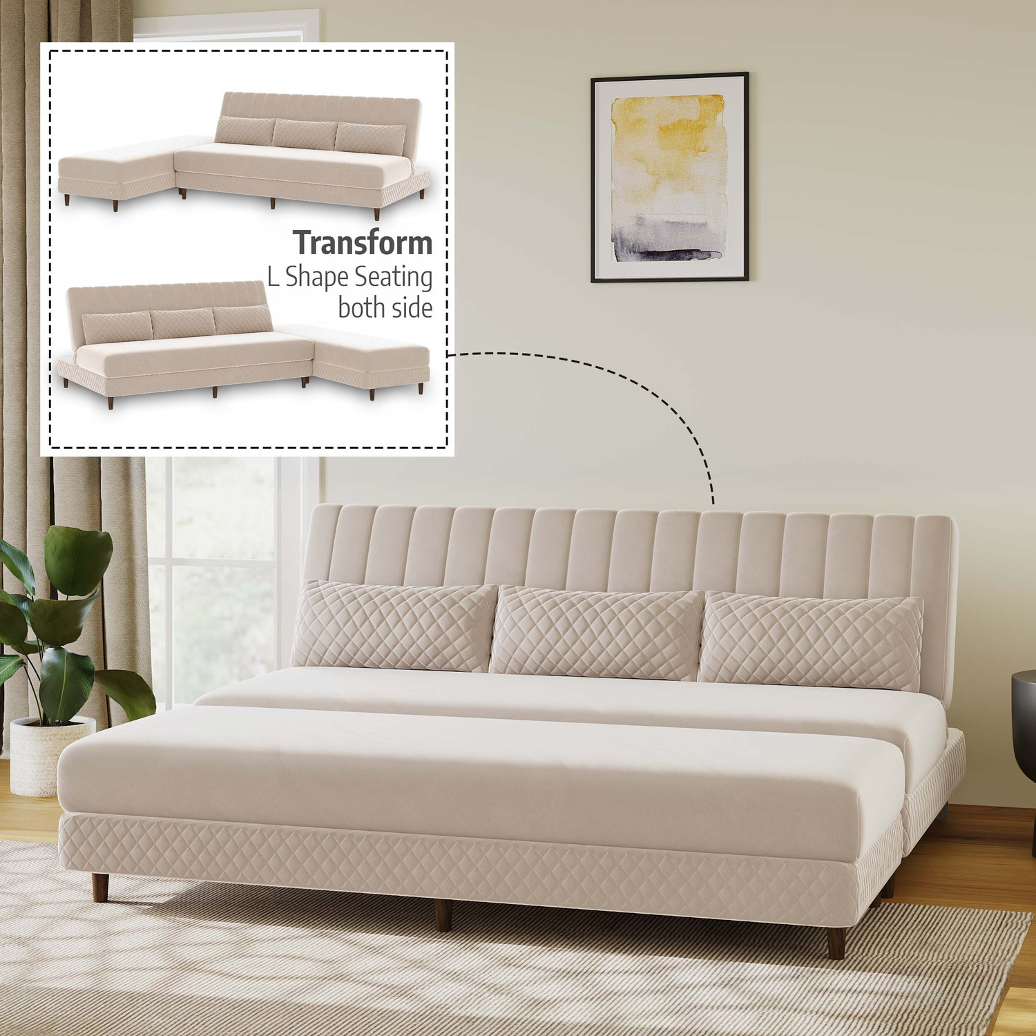 Image of Rm Home Oliver 3 Seater Single Solid Wood Fold Out Sofa Cum Bed