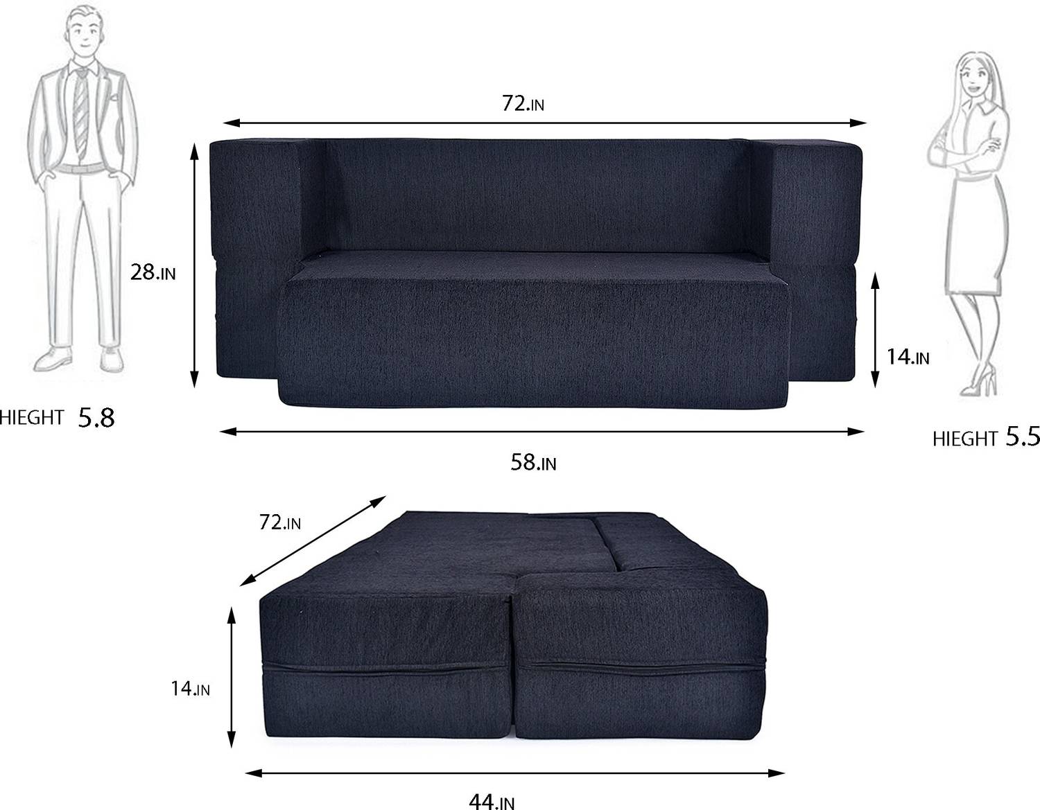 Solis Primus 3 Seater Double Foam Fold Out Sofa Cum Bed - Image 2