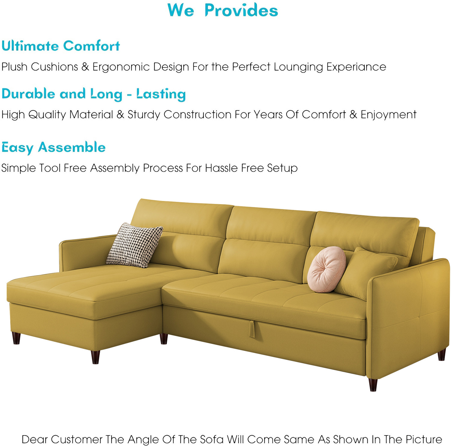 Image of Casaliving Floster LHS 4 Seater Double Foam Pull Out Sofa Cum Bed