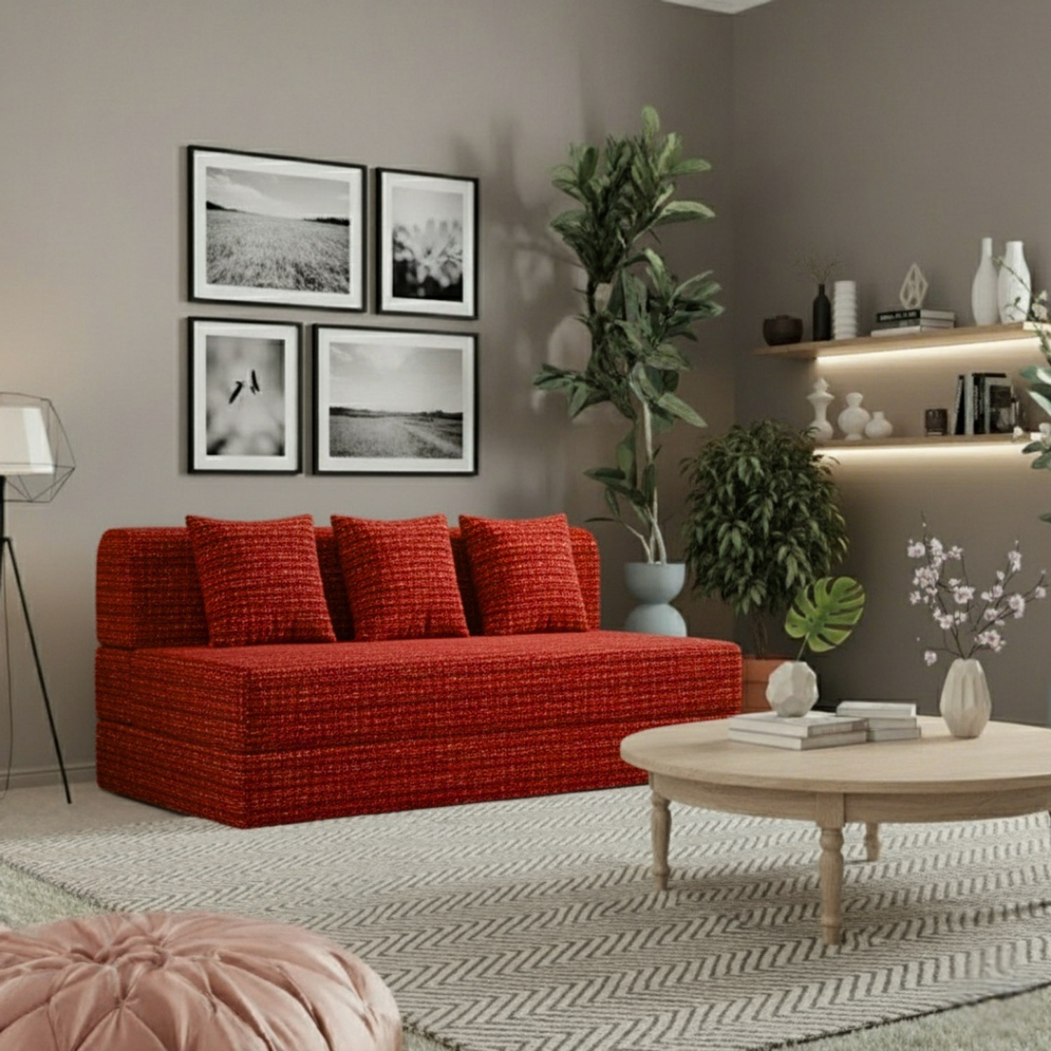 Image of DozeIQ Premium Sofa Cum Bed 3-in-1 Foldable Sofa-Bed High-Density Foam Washable Cover 3 Seater Double Foam Pull Out Sofa Cum Bed