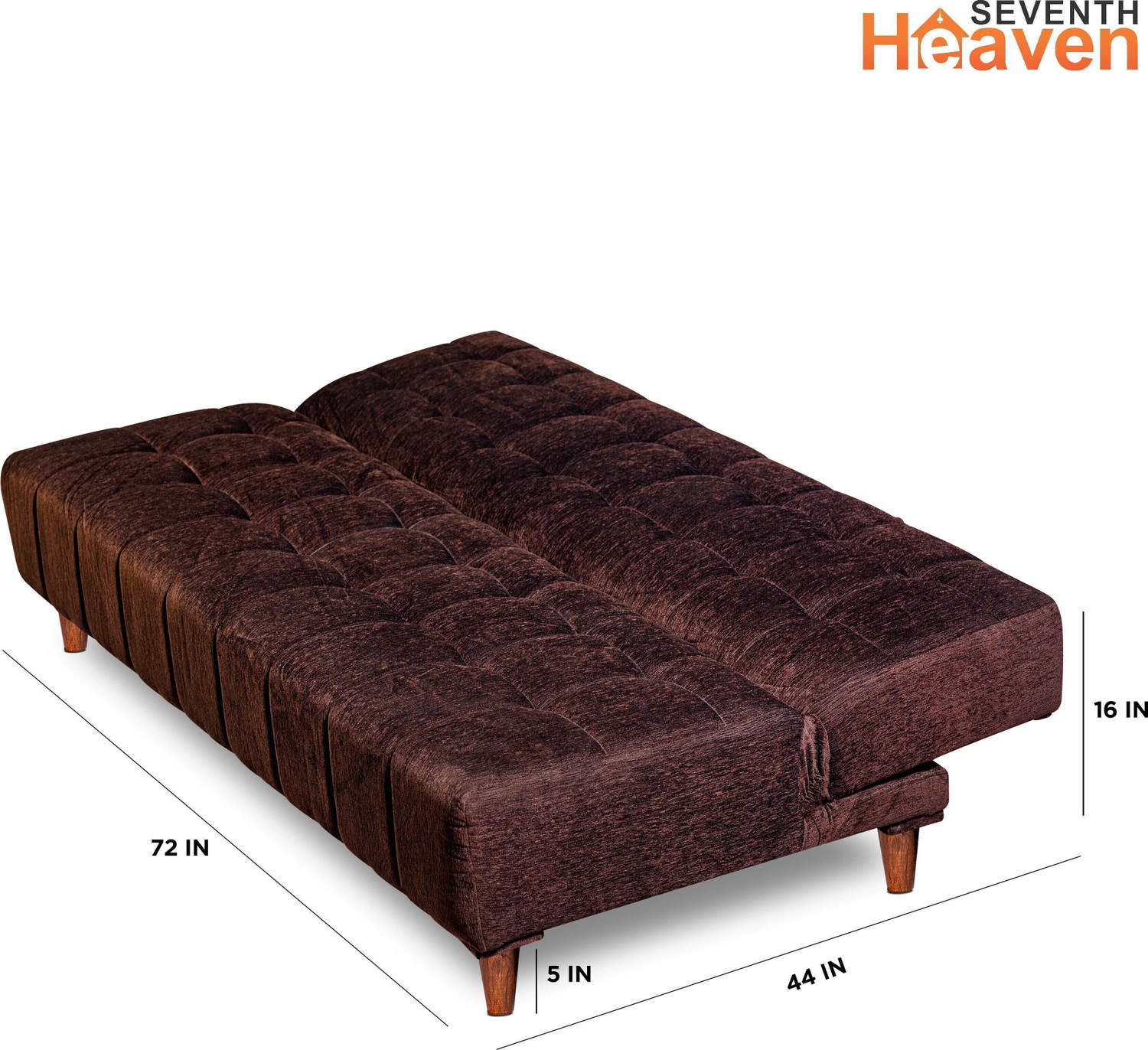 Image of Seventh Heaven Florida, Chenille Molfino Fabric 72x44x16 3 Seater Double Solid Wood Pull Out Sofa Cum Bed