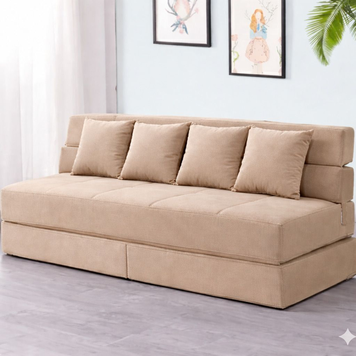 Image of Flipkart Perfect Homes Nsiya 4 Seater Double Foam Pull Out Sofa Cum Bed