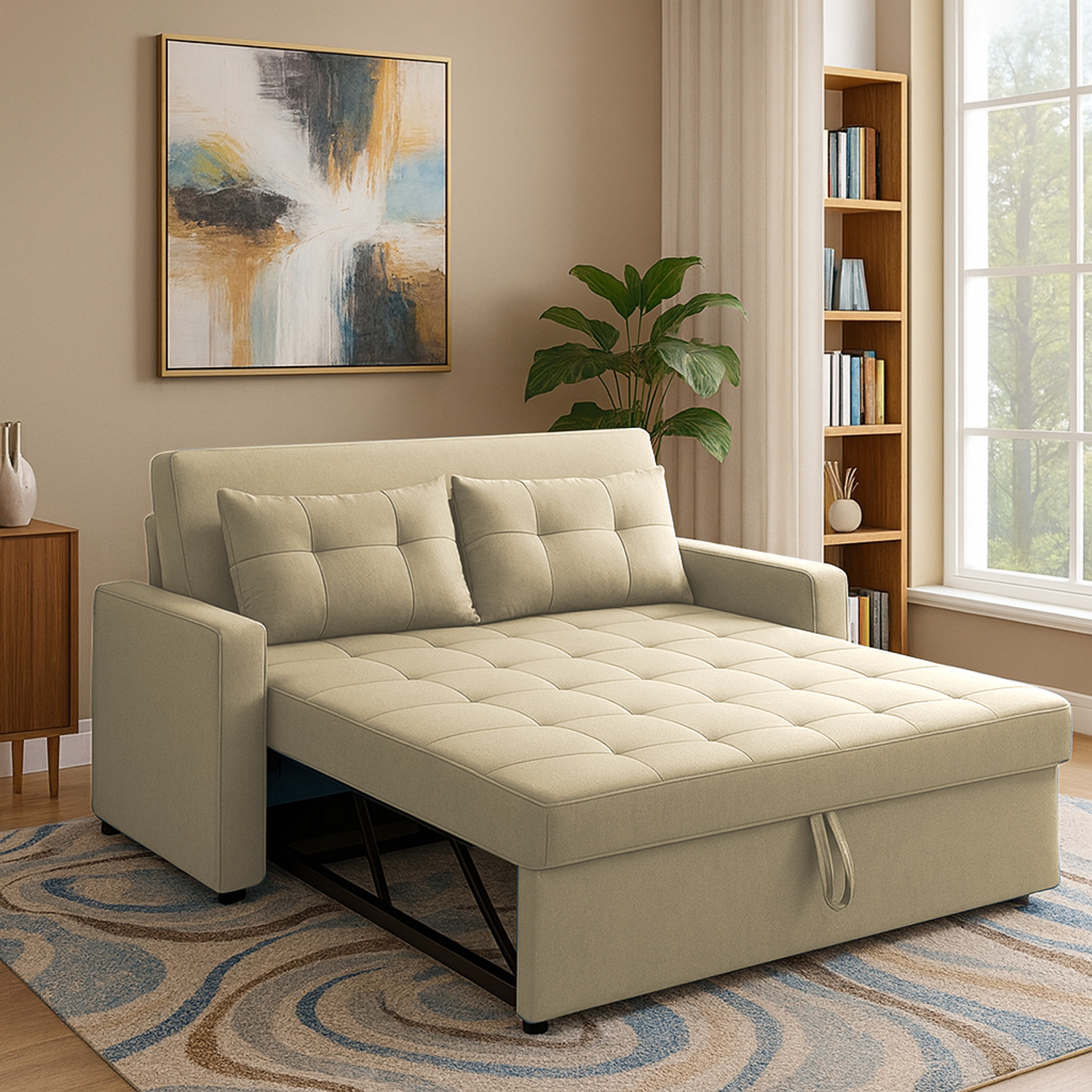 Image of Casaliving Treshta 2 Seater Double Foam Pull Out Sofa Cum Bed