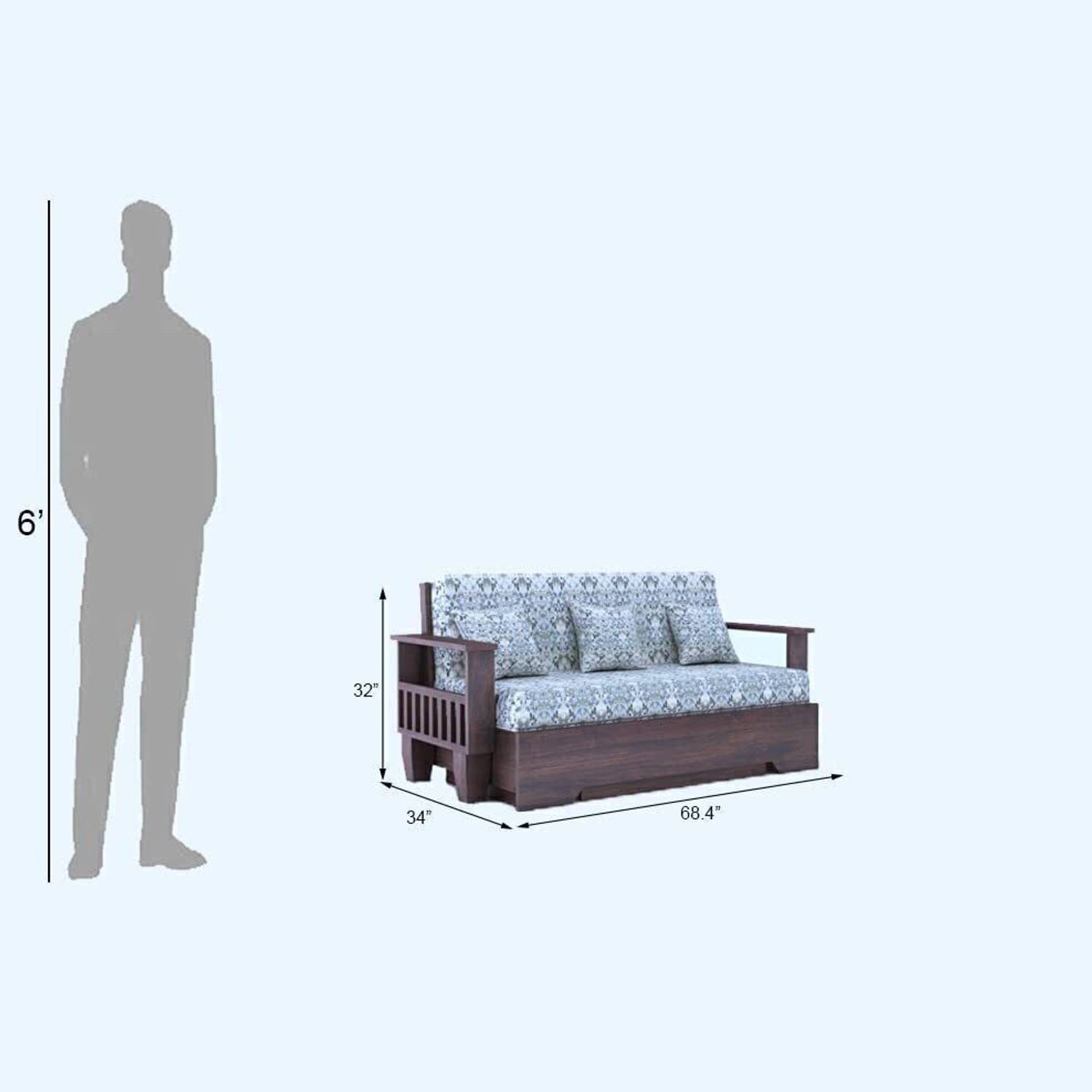 Ganpati Maharaja Sheesham Wood 3 Seater Sofa Bed - Image 3