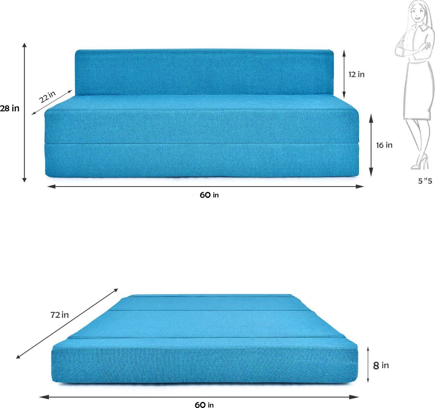Friends Life 3 Seater Sofa Cum Bed - Image 2