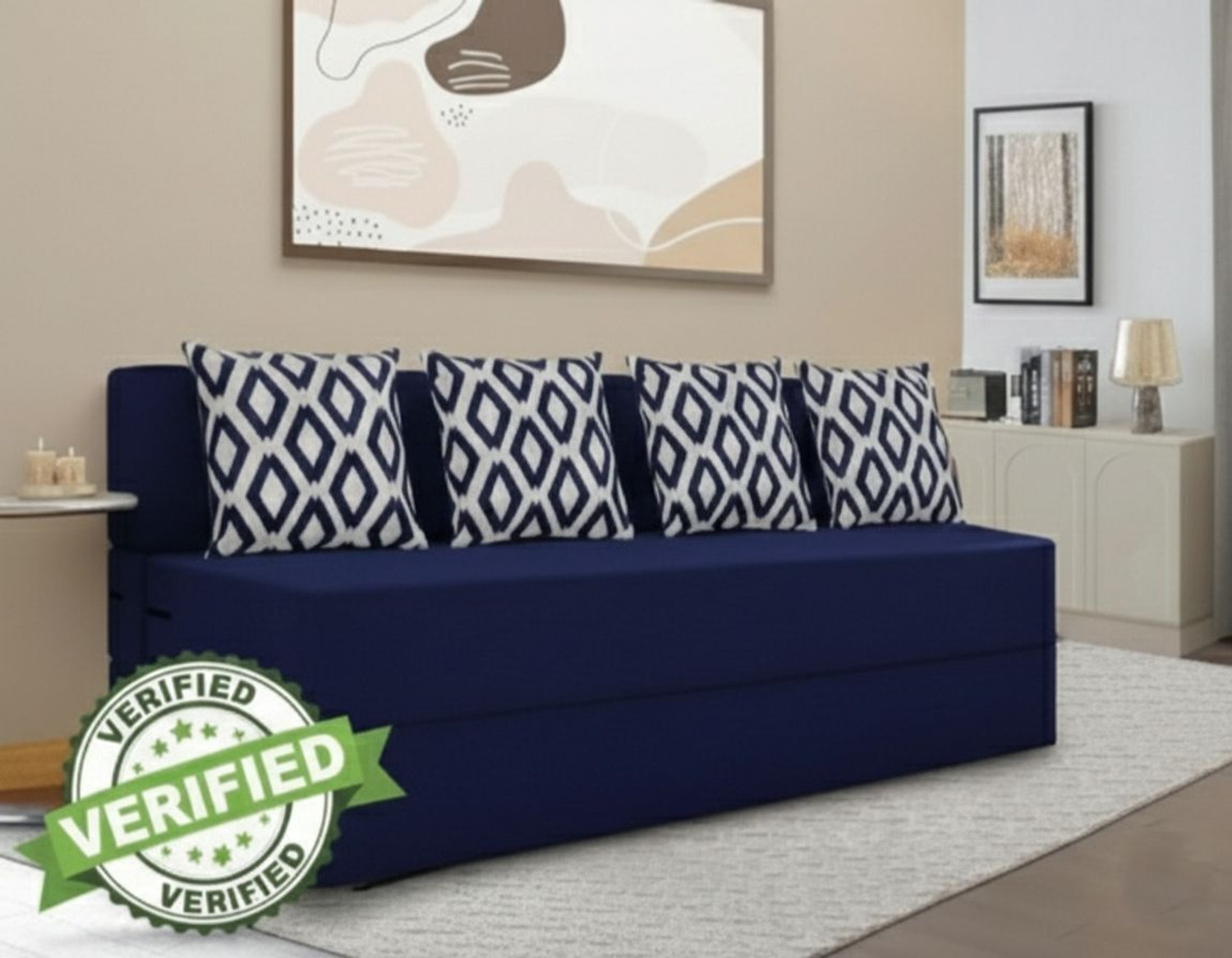 Image of MARK decor 4 Seater Single Foam Fold Out Sofa Cum Bed