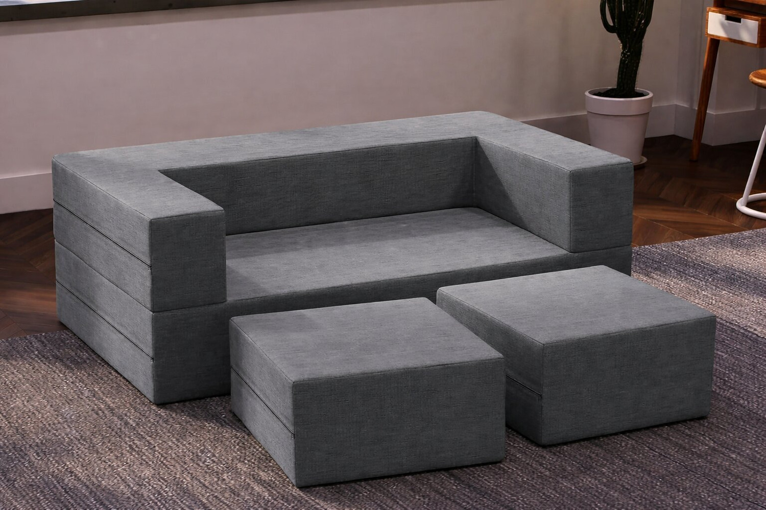 Image of Clex 3 Seater Double Foam Fold Out Sofa Cum Bed (Finish Color - Grey Delivery Condition - Pre-assembled)