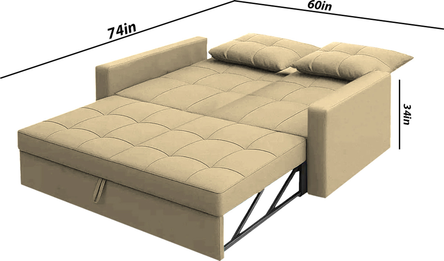 Image of Casaliving Treshta 2 Seater Double Foam Pull Out Sofa Cum Bed