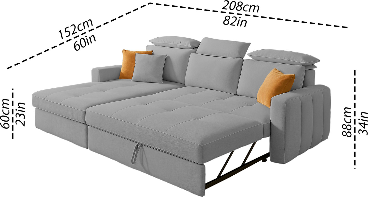 Image of Casaliving Floster LHS 4 Seater Double Foam Pull Out Sofa Cum Bed