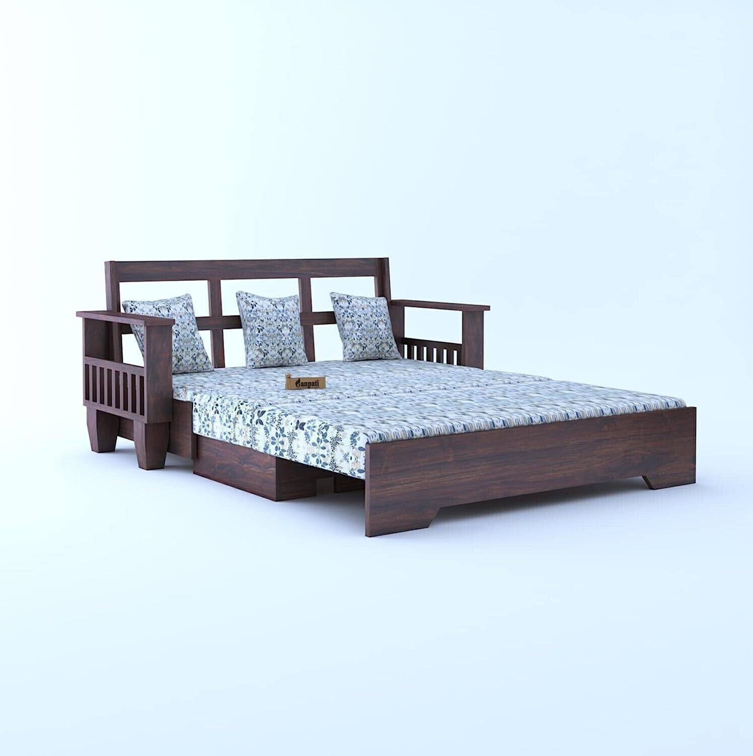 Ganpati Maharaja Sheesham Wood 3 Seater Sofa Bed - Image 2
