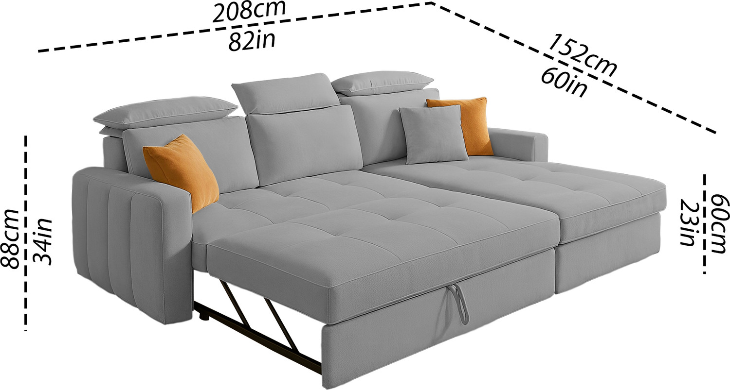 Image of Casaliving Gagnon 4 Seater Single Foam Pull Out Sofa Cum Bed