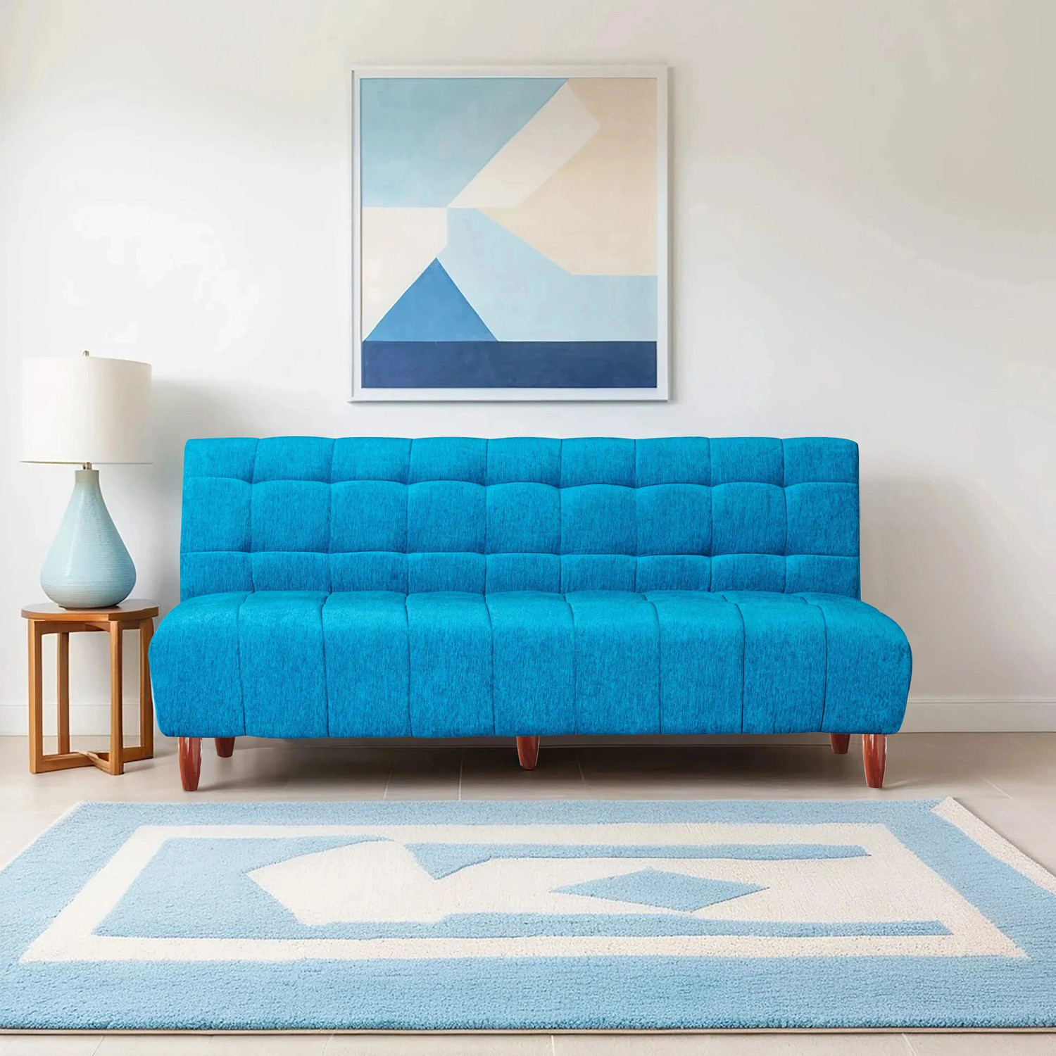 Image of Seventh Heaven Florida, Chenille Molfino Fabric 72x44x16 3 Seater Double Solid Wood Pull Out Sofa Cum Bed