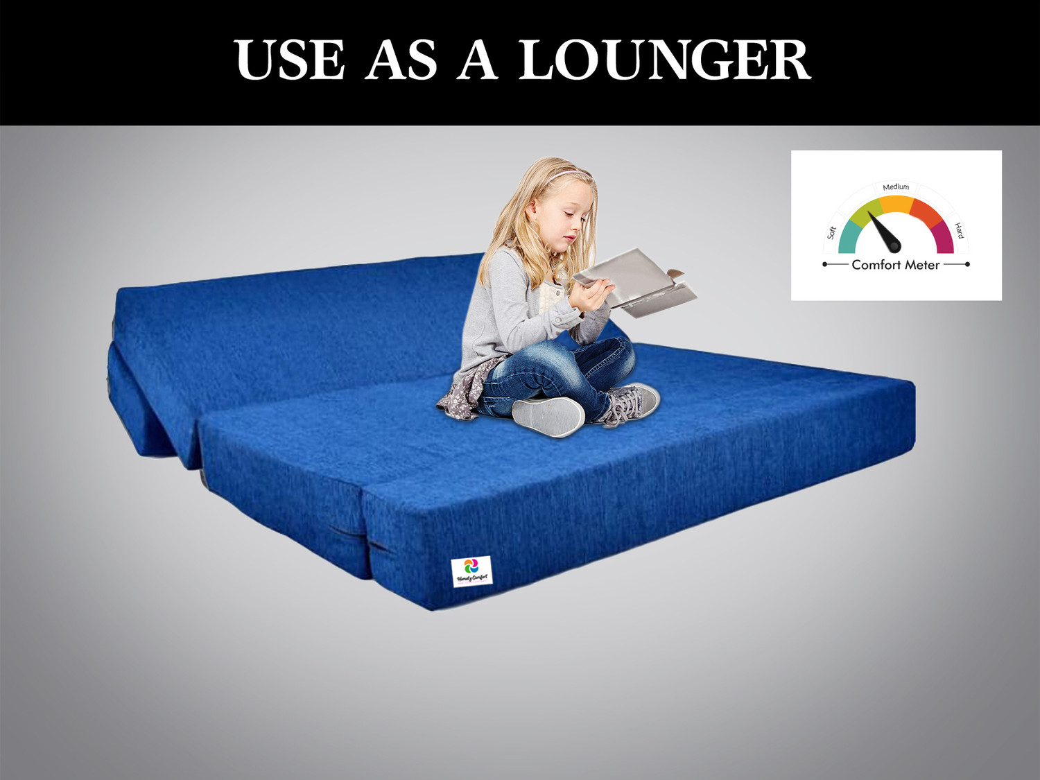 Image of msshah 5x6 size Moshi Fabric Washable Cover 3 Seater Double Foam Fold Out Sofa Cum Bed