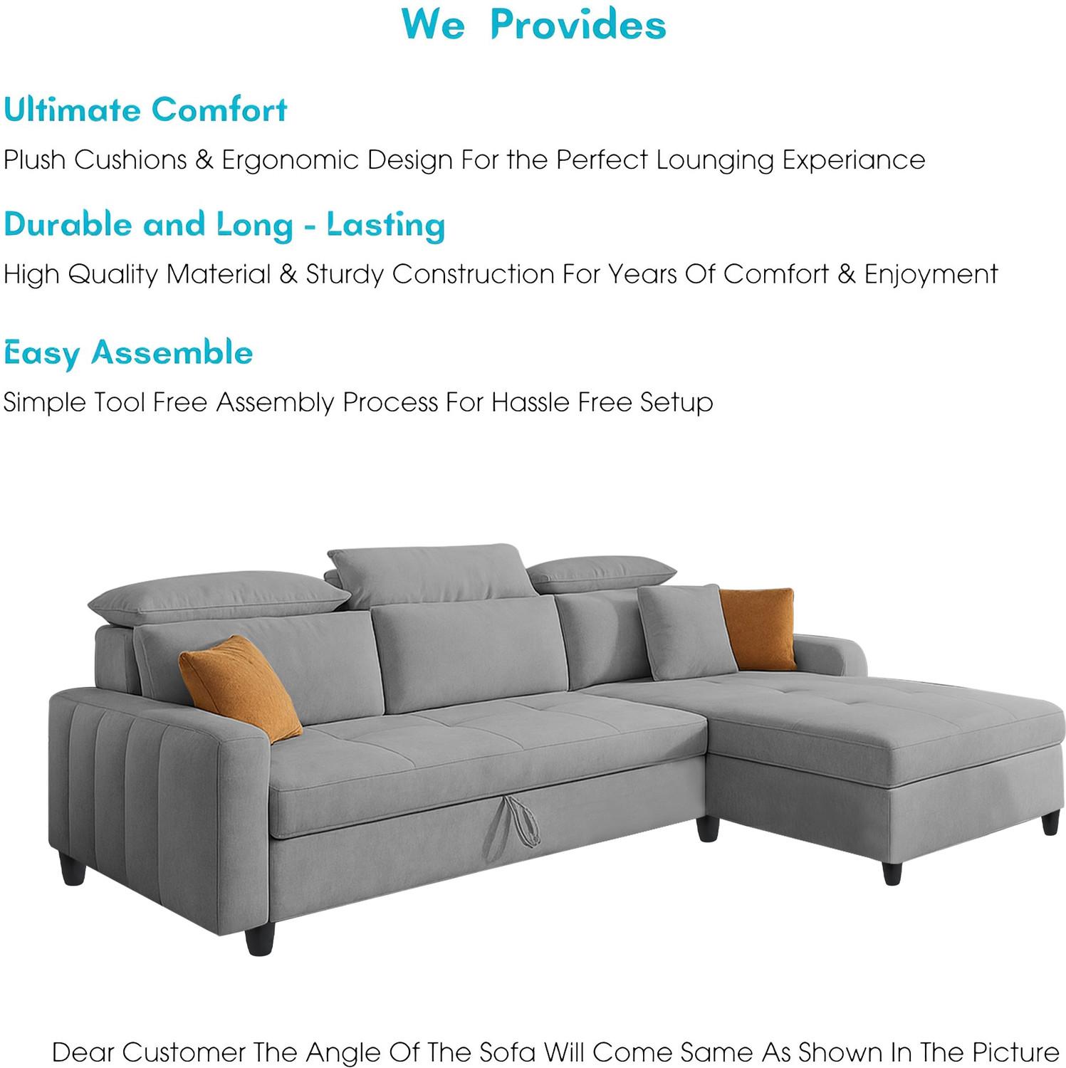 Image of Casaliving Gagnon 4 Seater Single Foam Pull Out Sofa Cum Bed