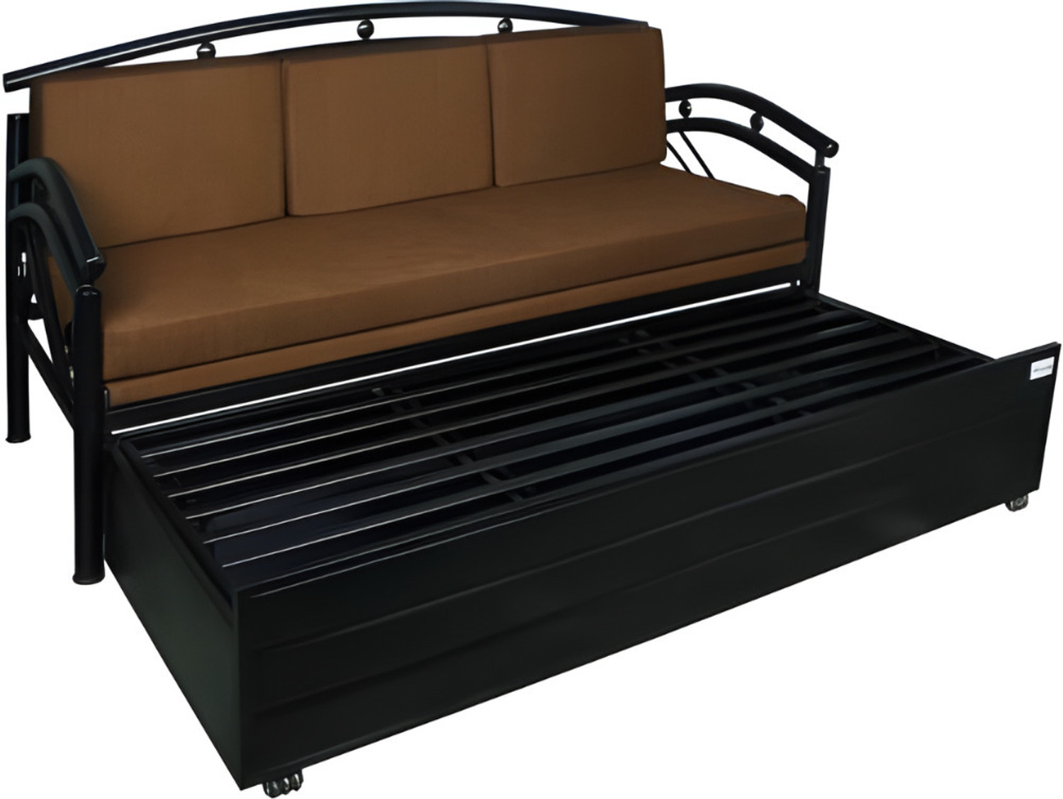 Image of Vibrant Interior Flyer Brown (6x4) 3 Seater Single Metal Pull Out Sofa Cum Bed