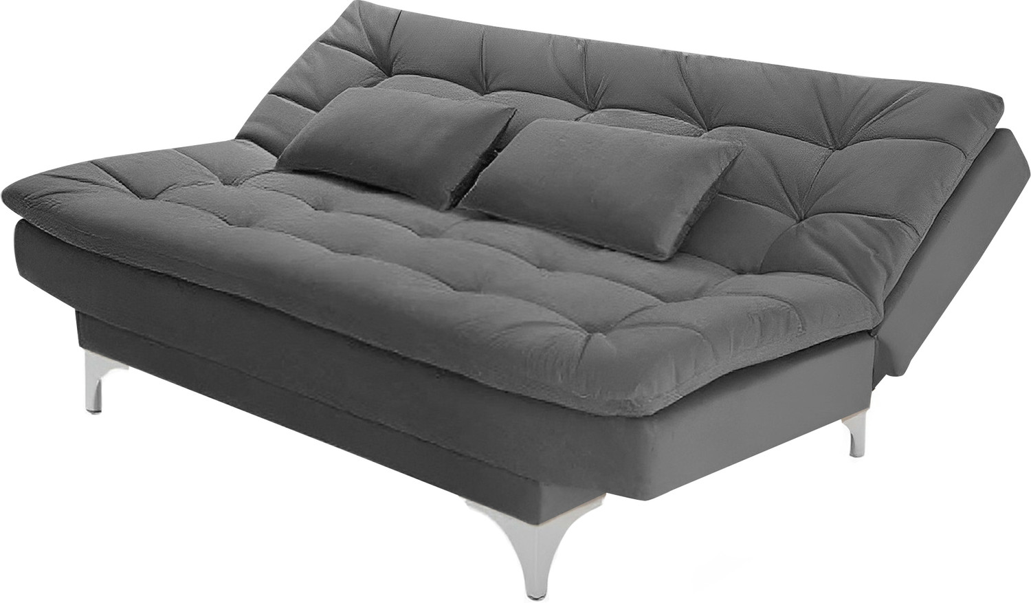 Image of MintCasa Danny 3 Seater Sofa Cum Bed 3 Seater Single Solid Wood Fold Out Sofa Cum Bed (Finish Color - Dark Grey Delivery Condition - Pre-assembled)