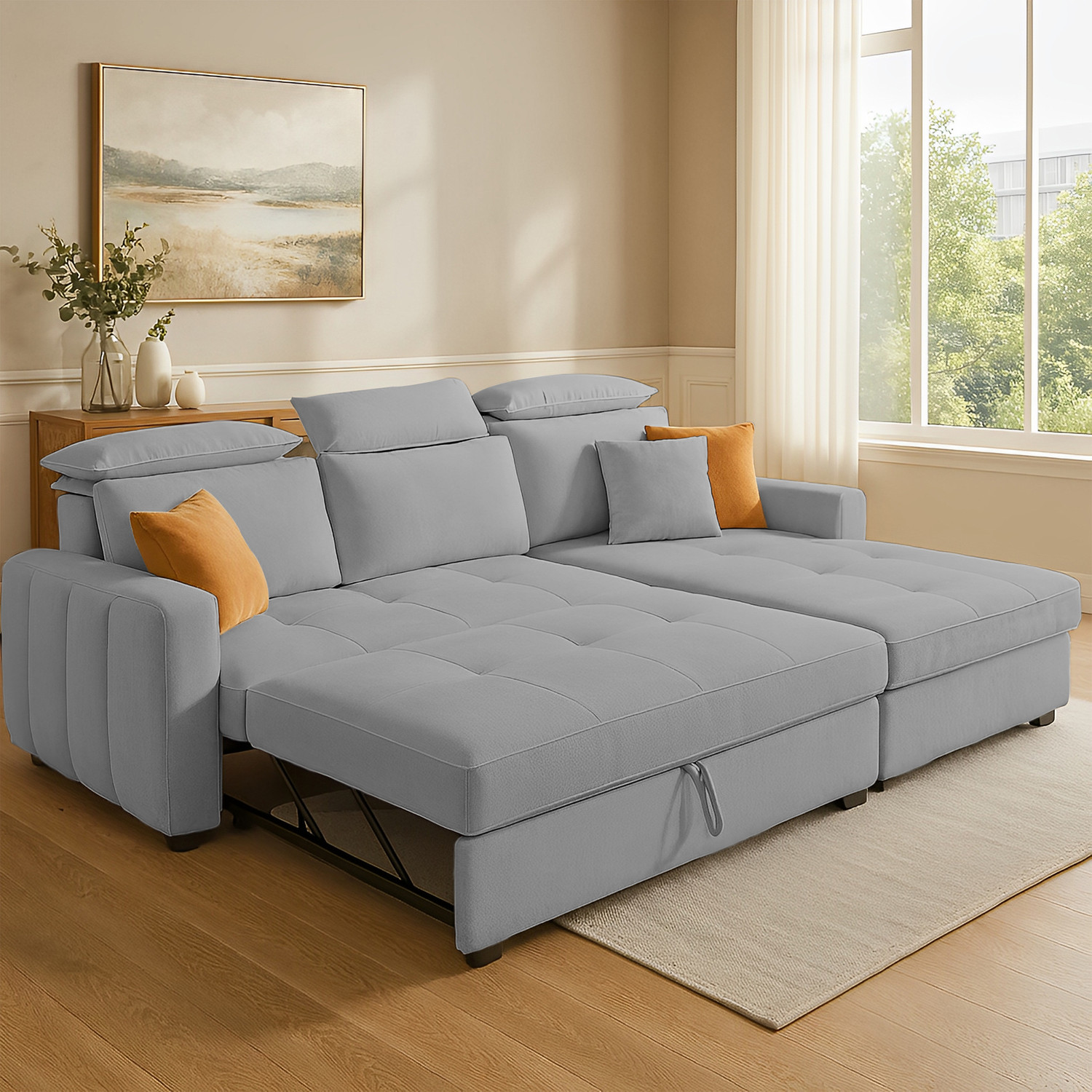 Image of Casaliving Gagnon 4 Seater Single Foam Pull Out Sofa Cum Bed