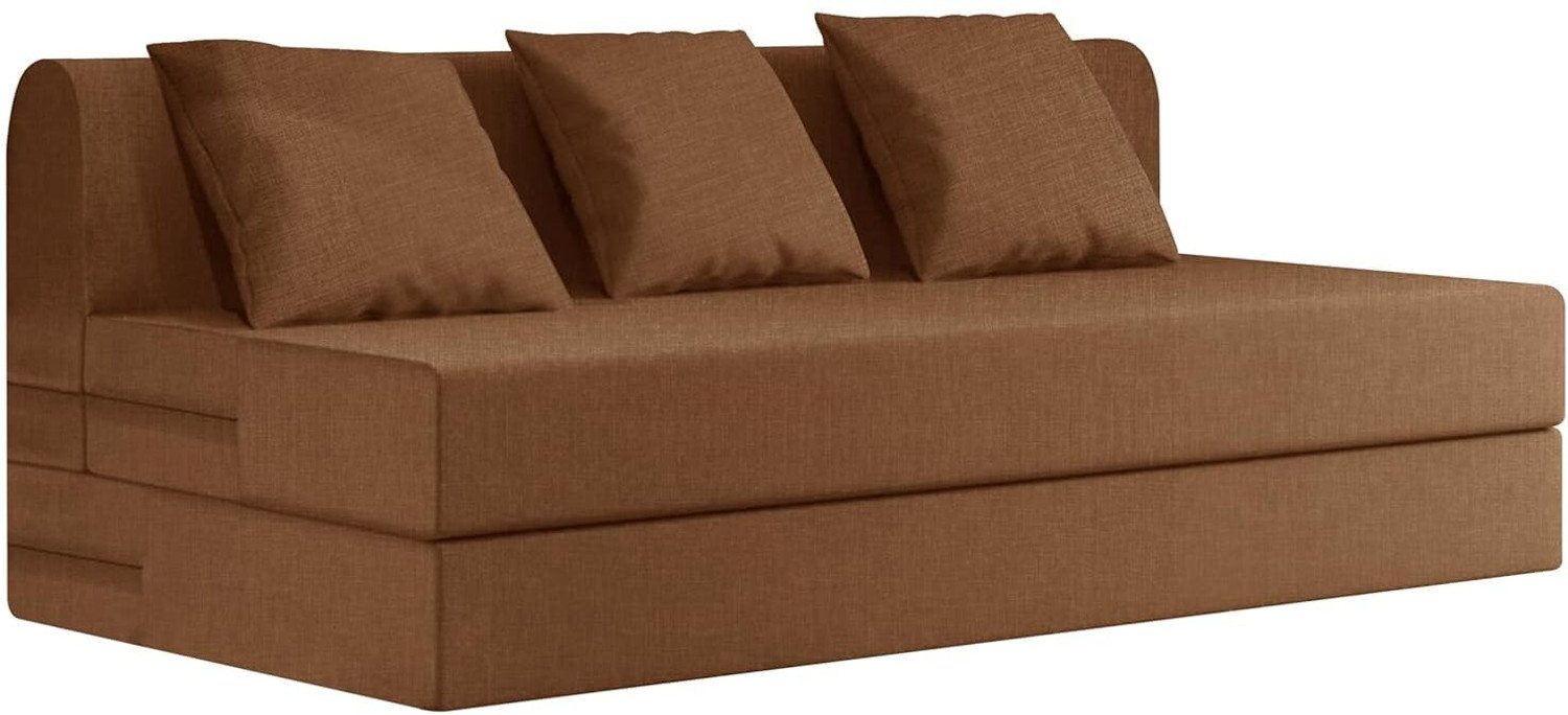 Image of WAKESURE GO Premium Quality Jute Fabric Lightweight Easy 3 Seater Double Foam Fold Out Sofa Cum Bed