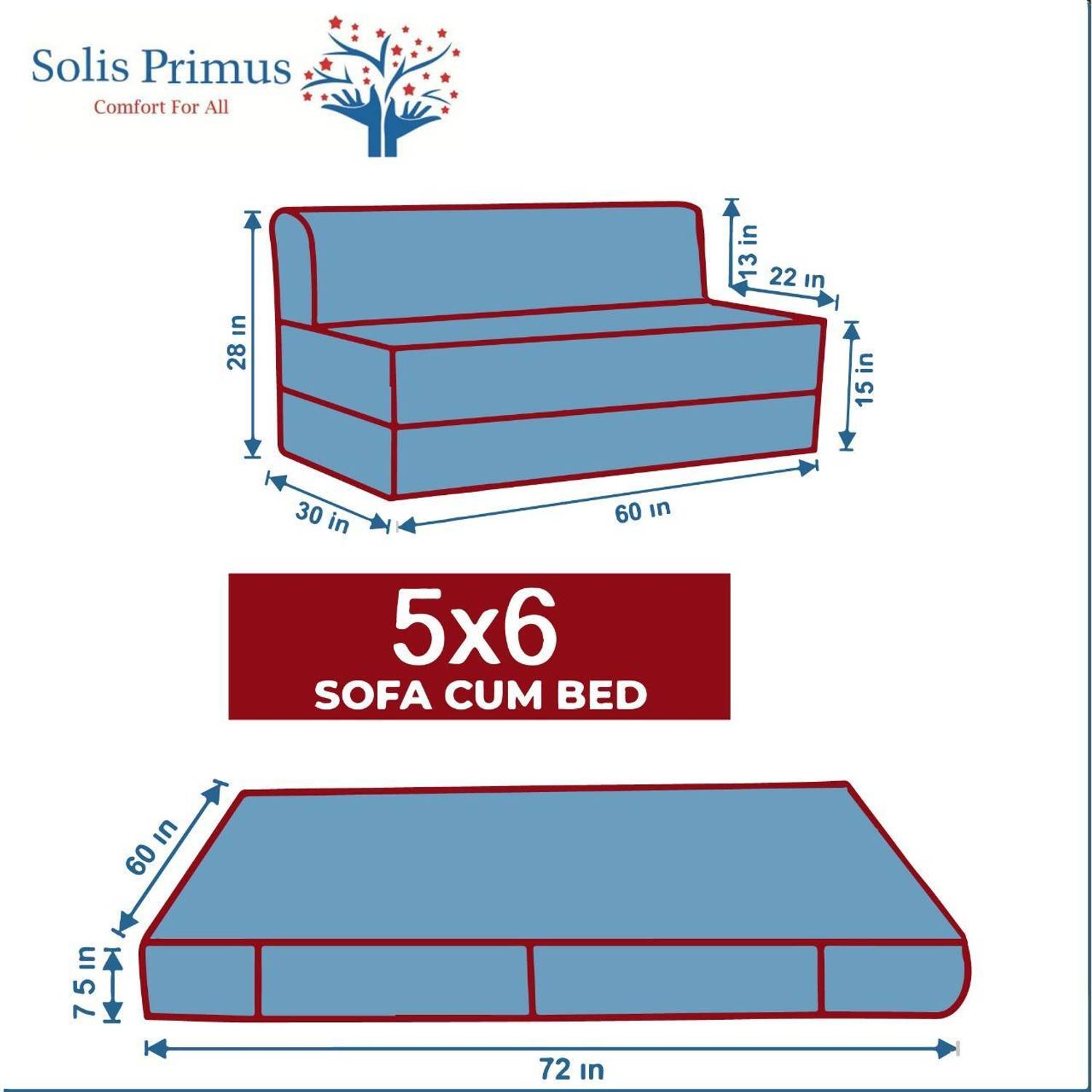 Solis Primus 3-Seater Blue Sofa Bed - Image 2
