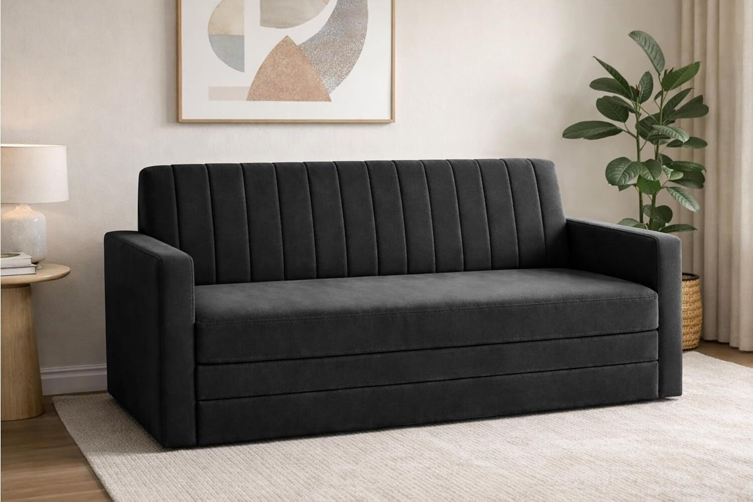 Image of Dr Smith Armrest | Modern Fabric Sofa 3 Seater Single Foam Fold Out Sofa Cum Bed