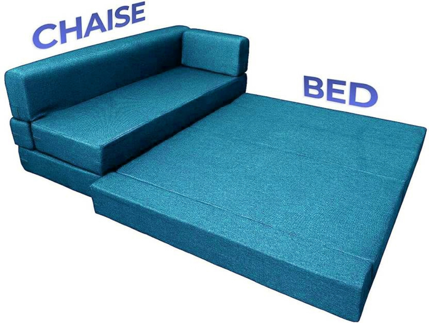 Image of Little Smile L-Shaped 90x72x16 inch- Jute Fabric 5 -sblu 5 Seater Double Foam Fold Out Sofa Cum Bed