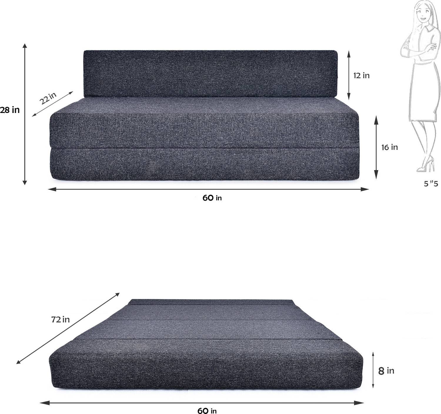 Friends 5X6 Comfort Sofa Cum Bed for 3 - Image 2