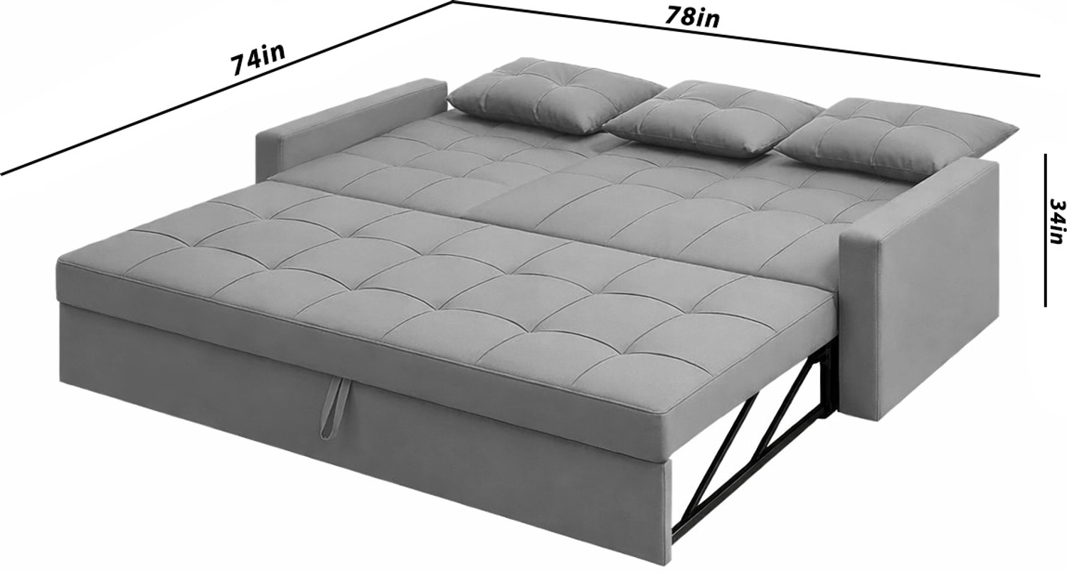 Image of Casaliving Treshta 3 3 Seater Single Solid Wood Pull Out Sofa Cum Bed