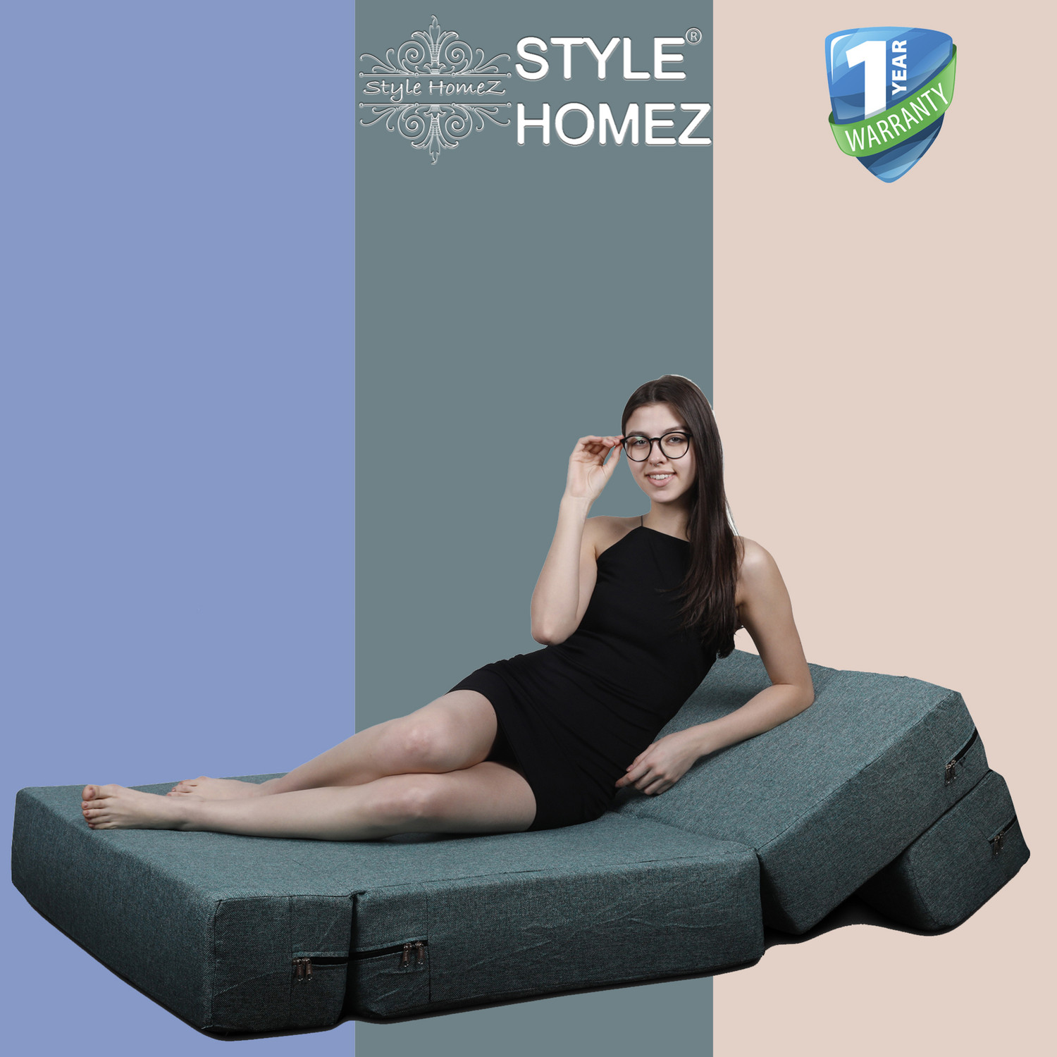 Image of STYLE HOMEZ Classic Sofa Cum Bed Jute 4x6 2 Seater Double Foam Fold Out Sofa Cum Bed